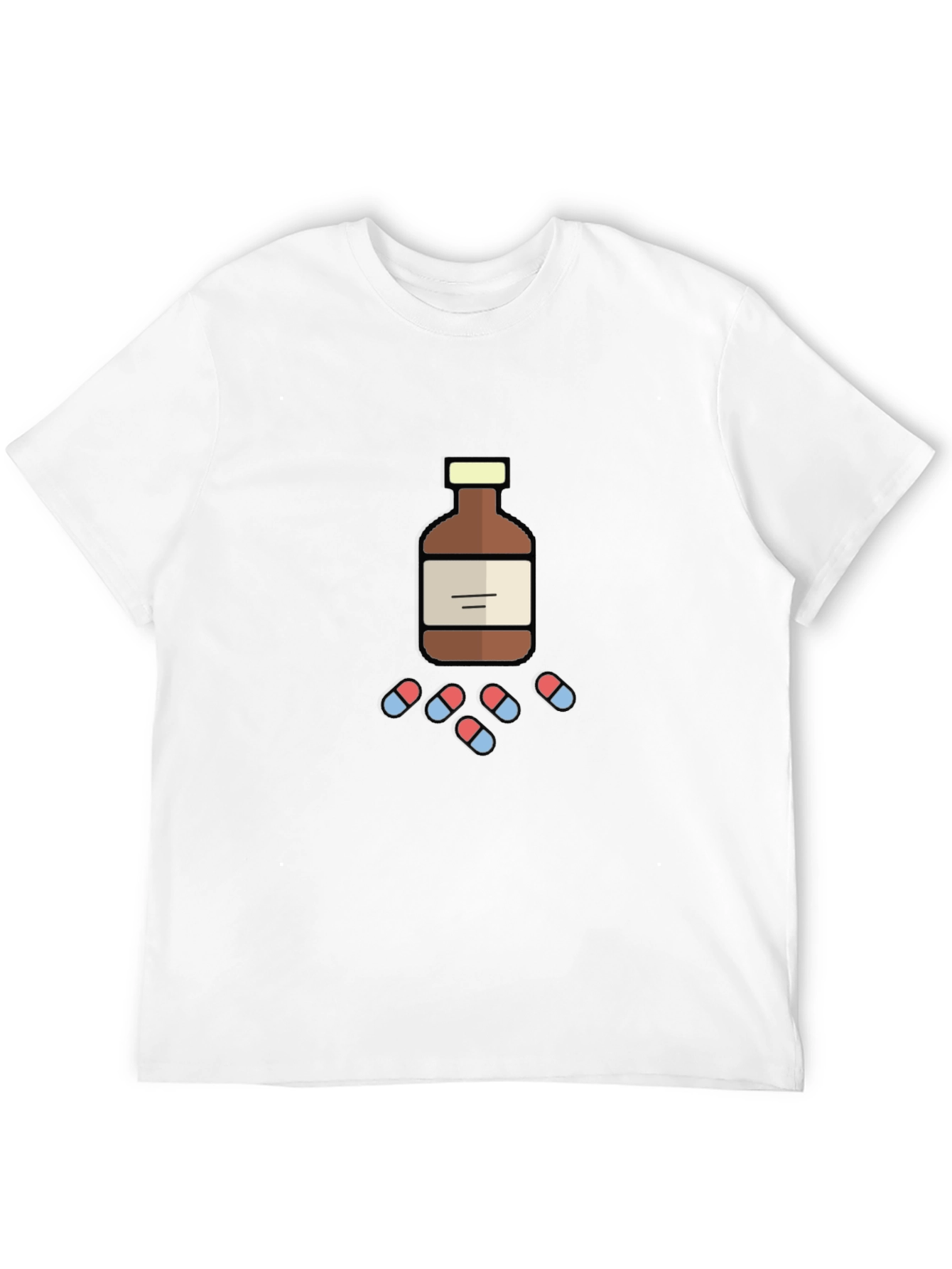 Black Novelty Medicine Bottle and Pills Graphic T-Shirt view 12