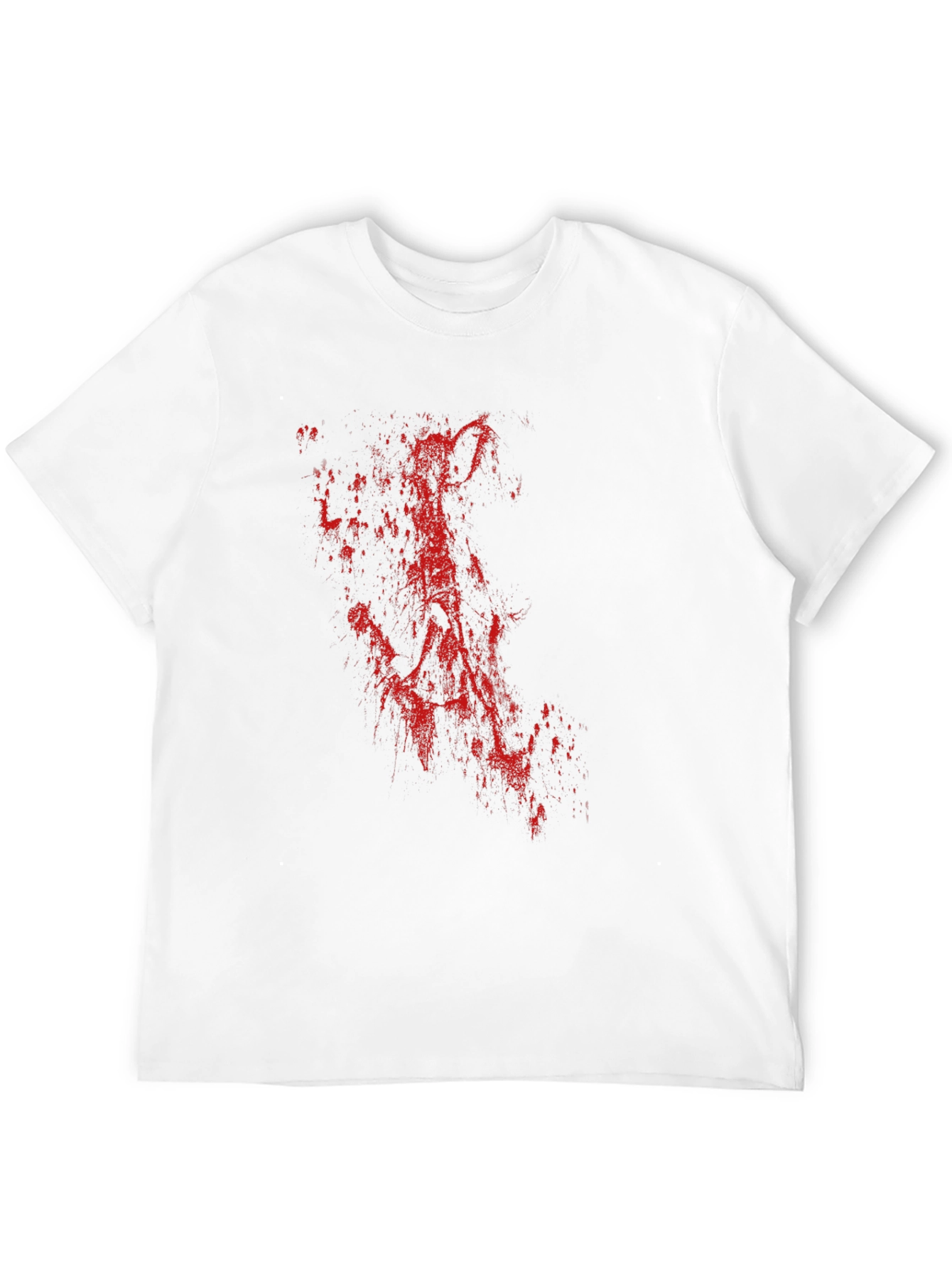 Black Men's Black T-Shirt with Red Abstract Print view 12