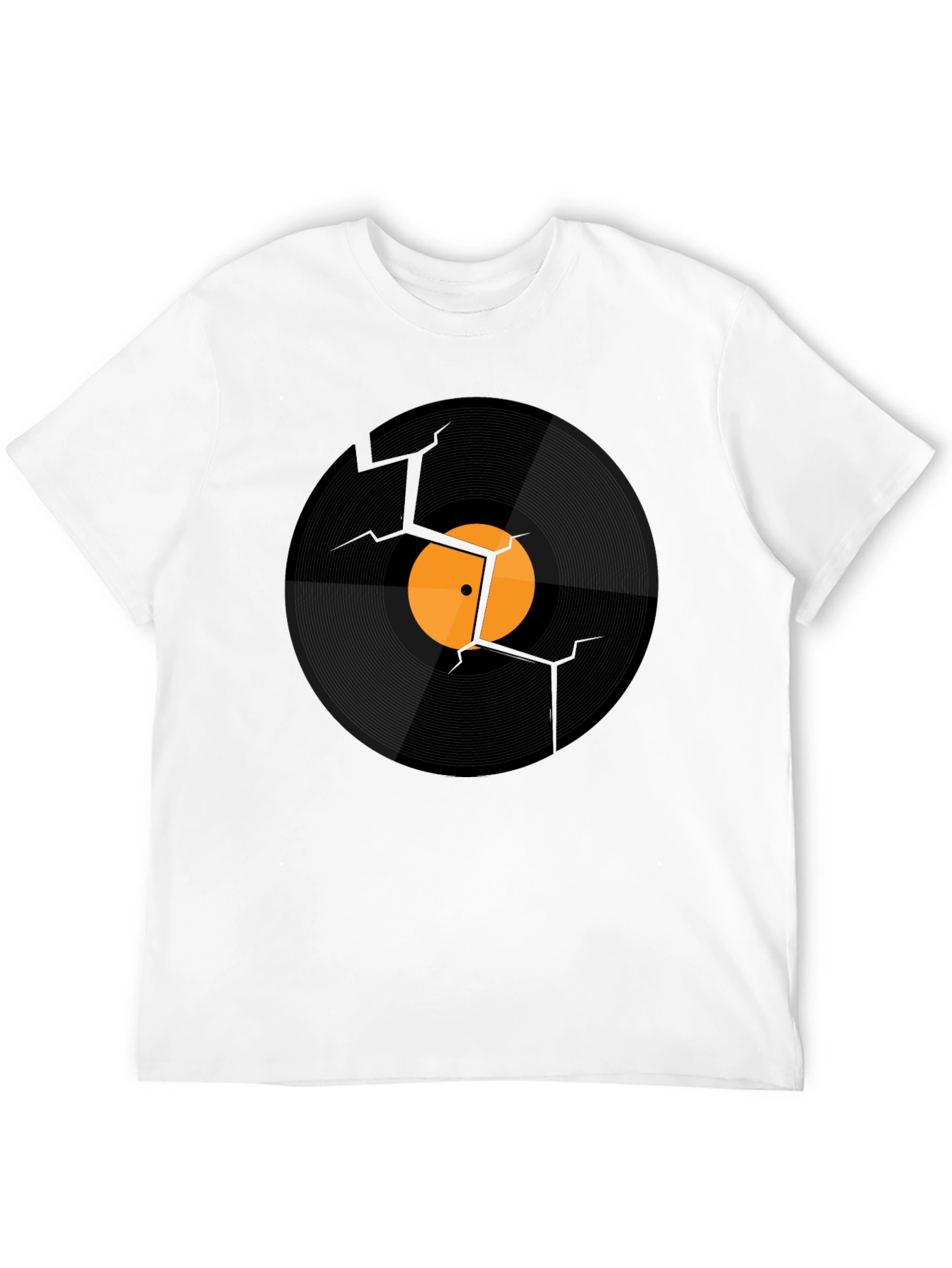 Black Cracked Vinyl Record Graphic T-Shirt - Vintage Music Tee view 12