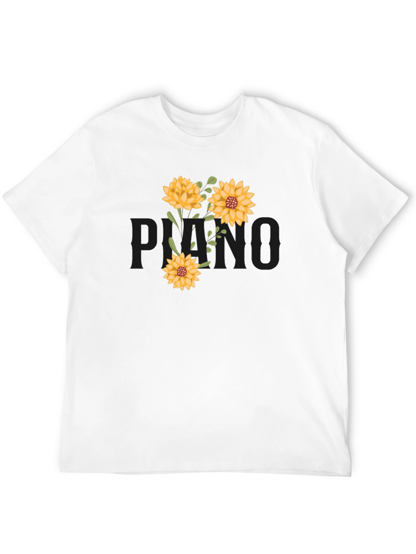 Black Floral T-Shirt - Black Cotton Tee with Sunflower Design view 12