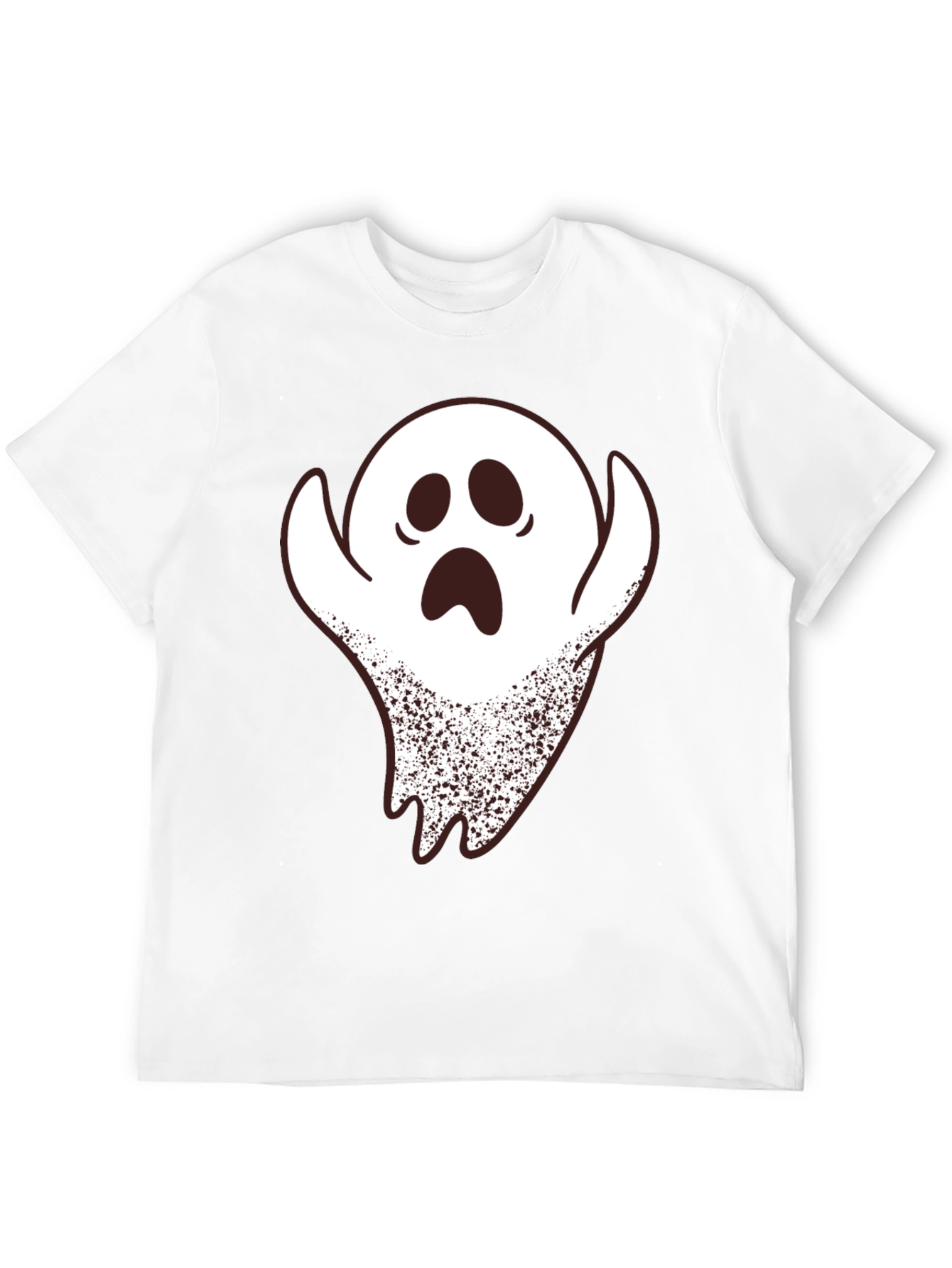 Black Spooky Ghost Graphic Print Black T-Shirt view 12