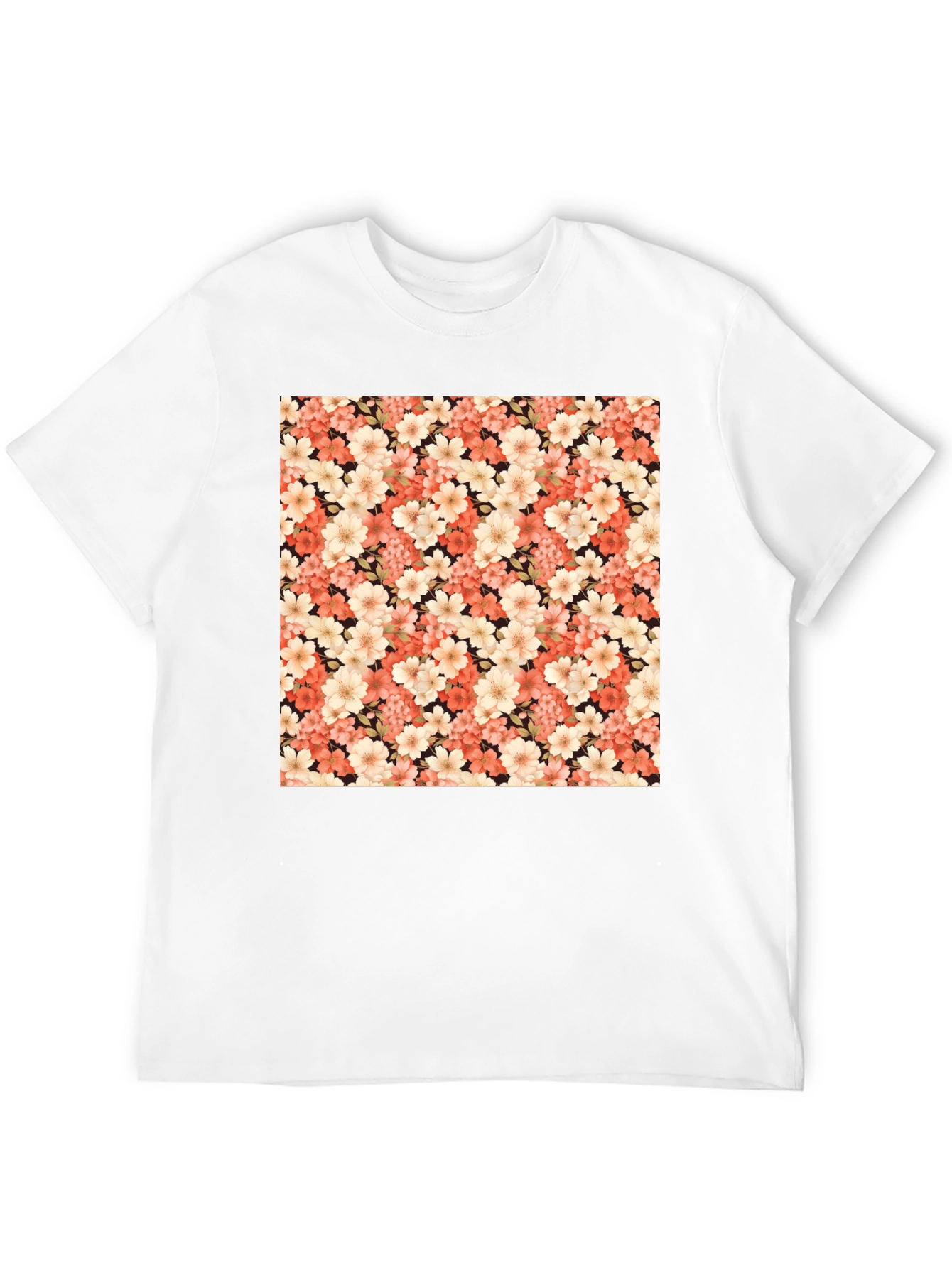 Black Floral Pattern Black T-Shirt view 12