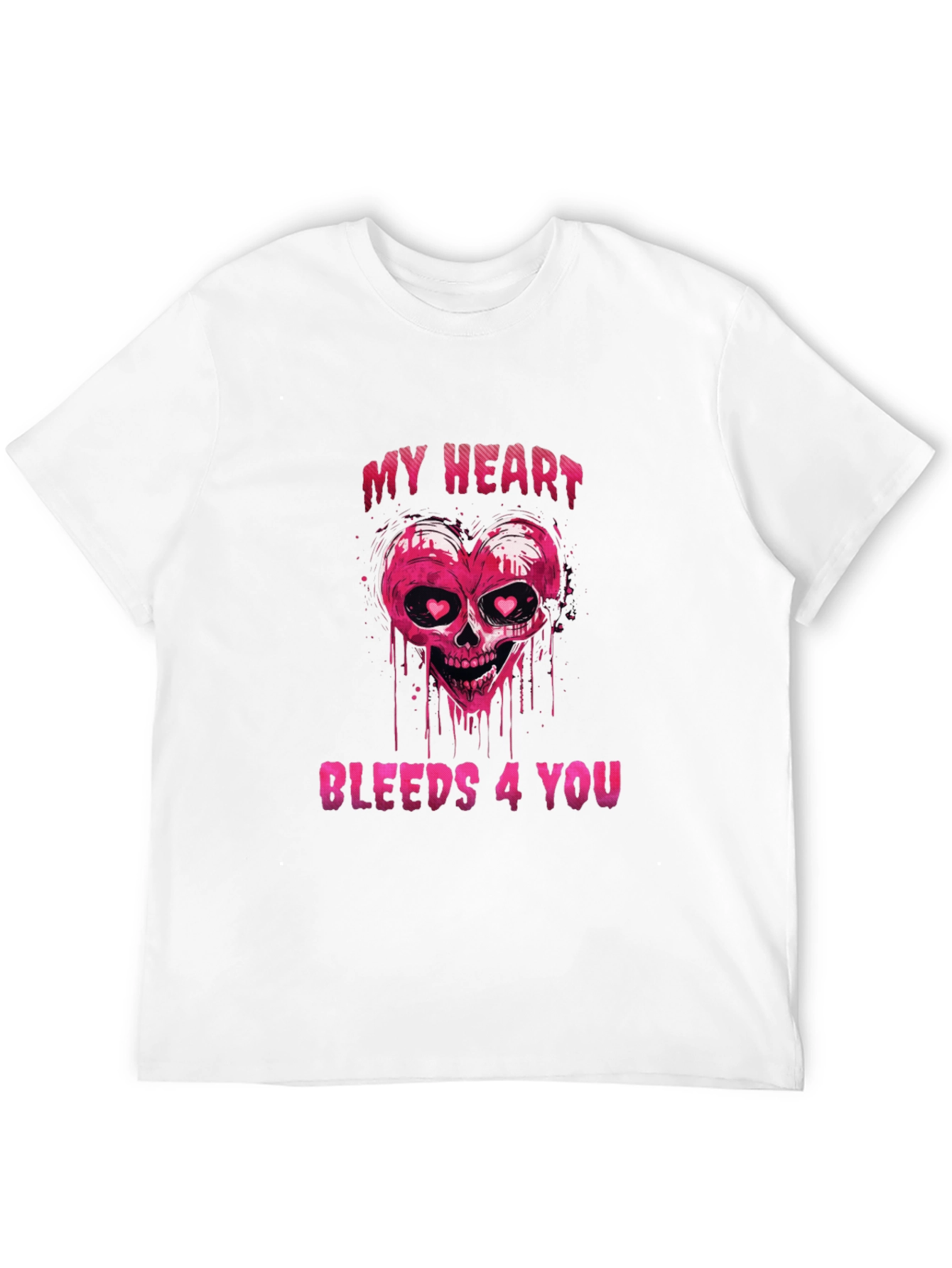 Black Bleeding Heart Skull Graphic Tee - Valentine's Day Shirt view 12