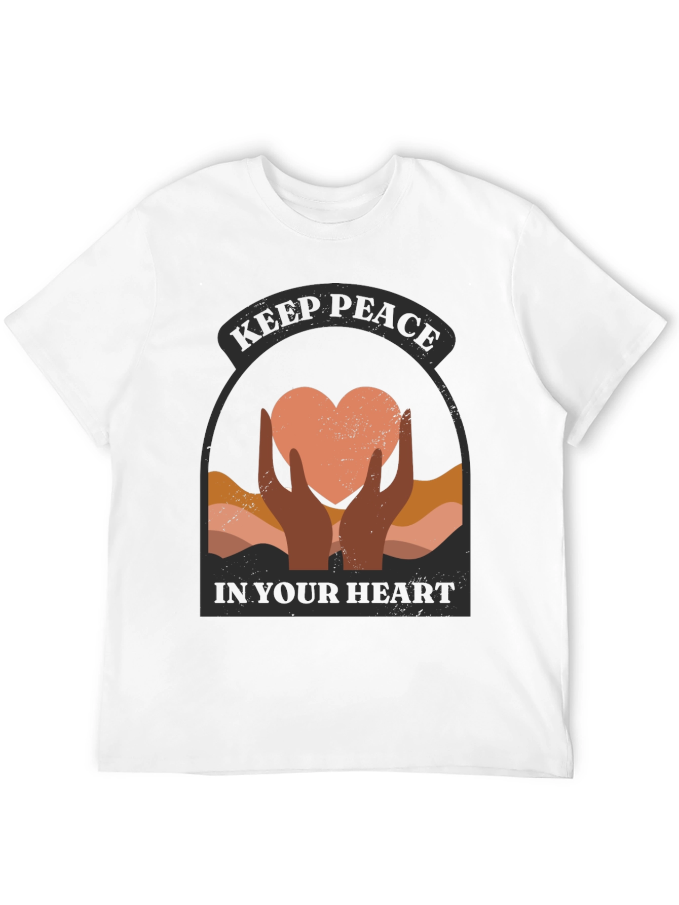 Black Keep Peace Heart Graphic T-Shirt view 12