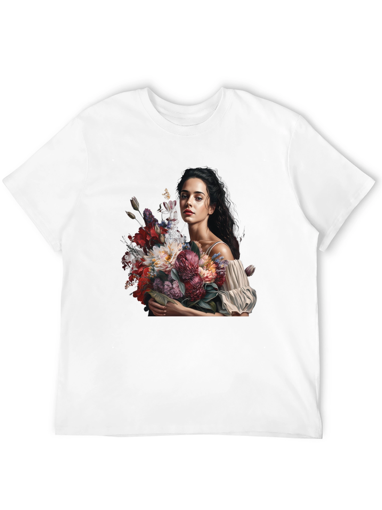 Floral Portrait Black T-Shirt - 12