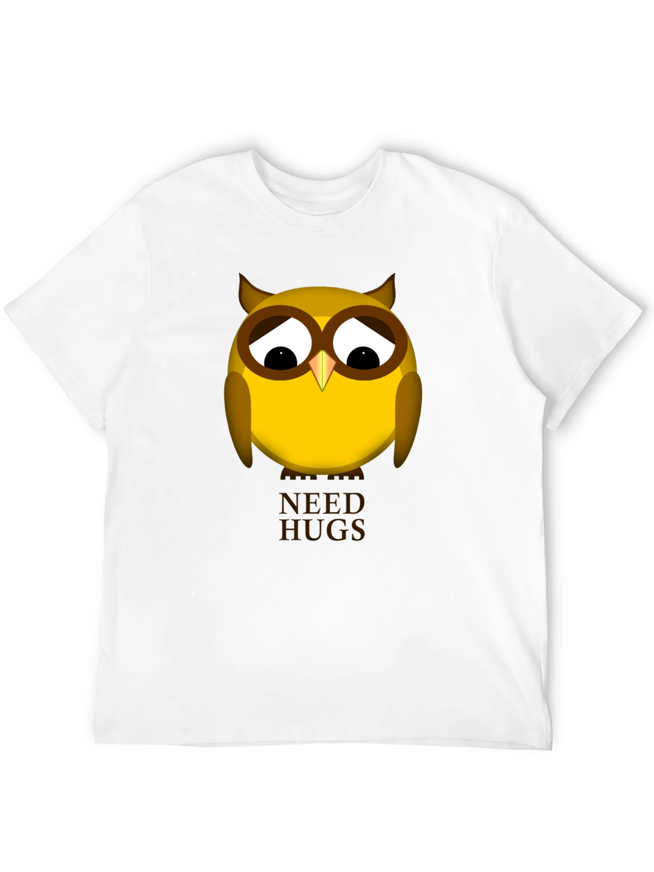 Black Sad Owl Needs Hugs Graphic T-Shirt - Unisex Black Tee view 12