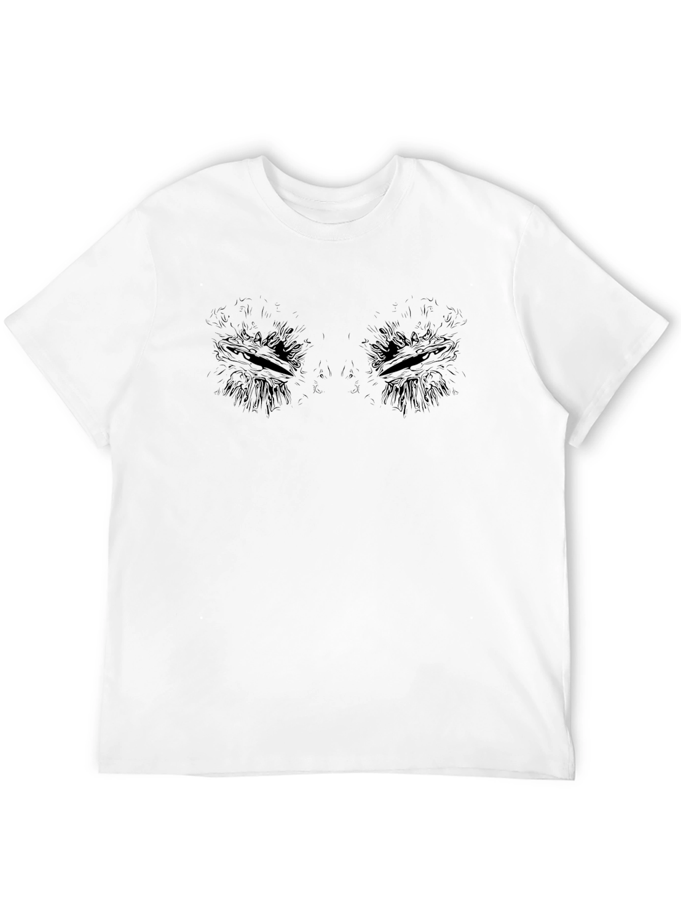 Black Men's Black Graphic Tee - Abstract Eyes Design view 12