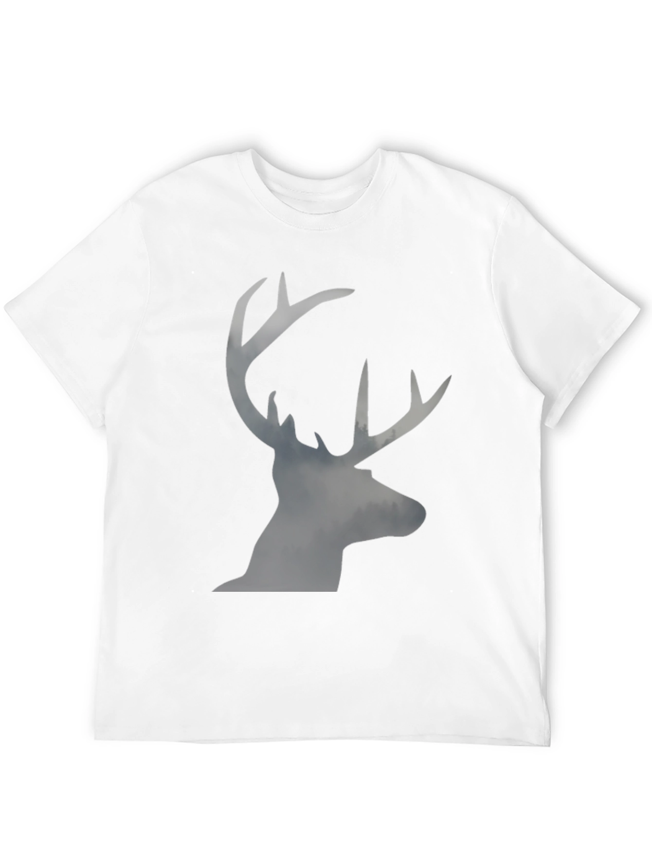 Black Men's Black T-Shirt with Stag Silhouette Graphic view 12