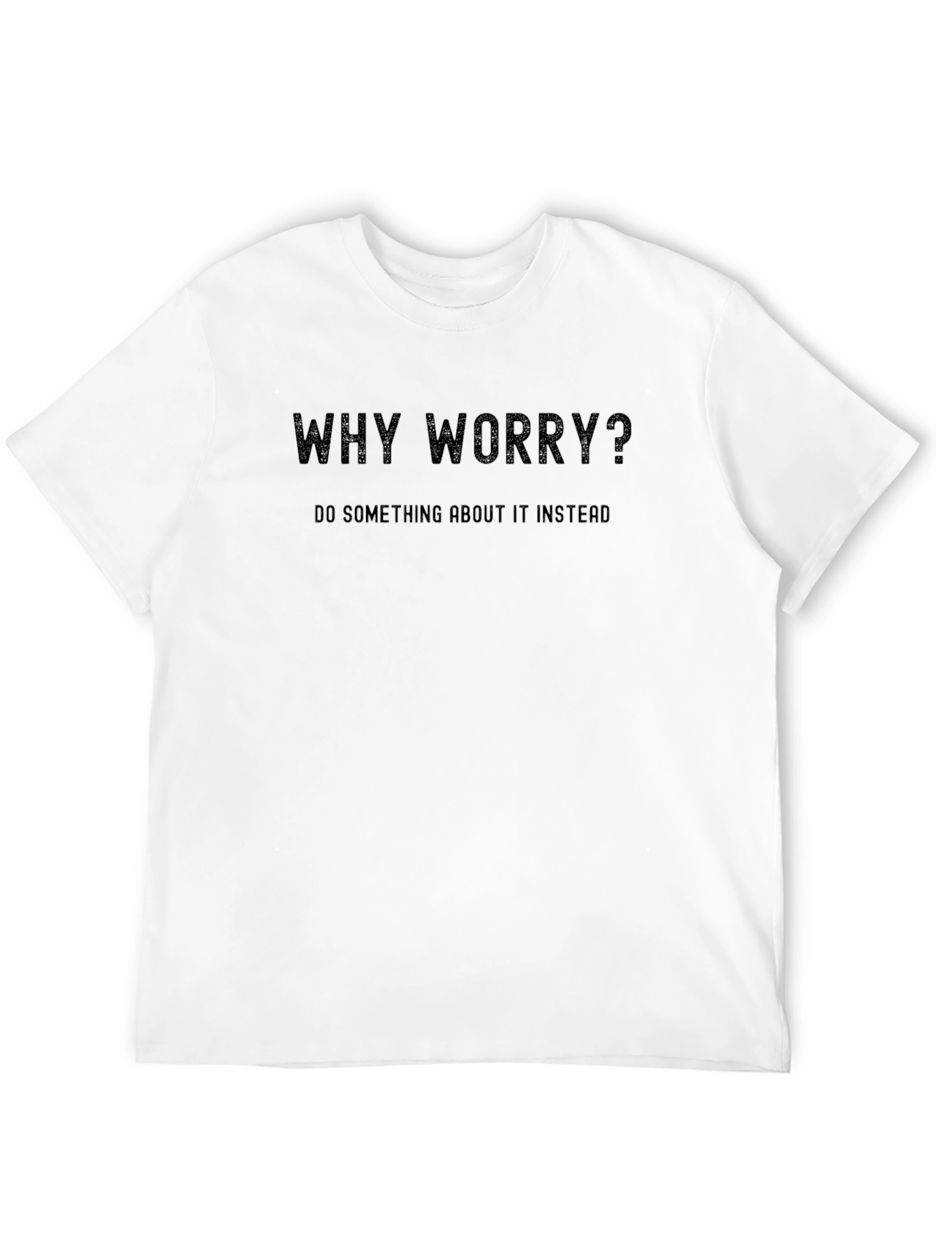 Black Why Worry? Slogan Graphic Tee - Black Cotton Casual view 12