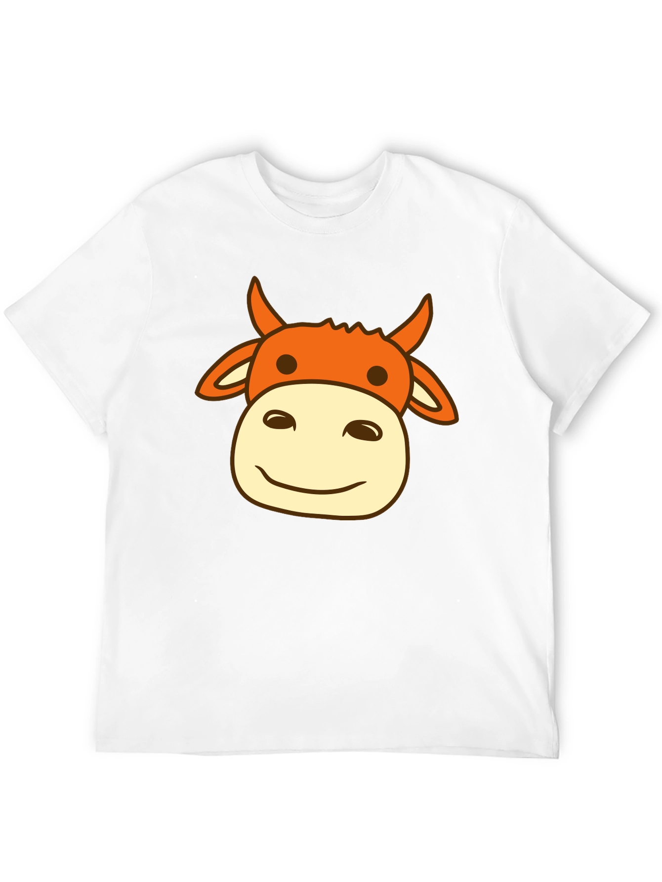 Black Cow Face Graphic Print Men's Black T-Shirt view 12