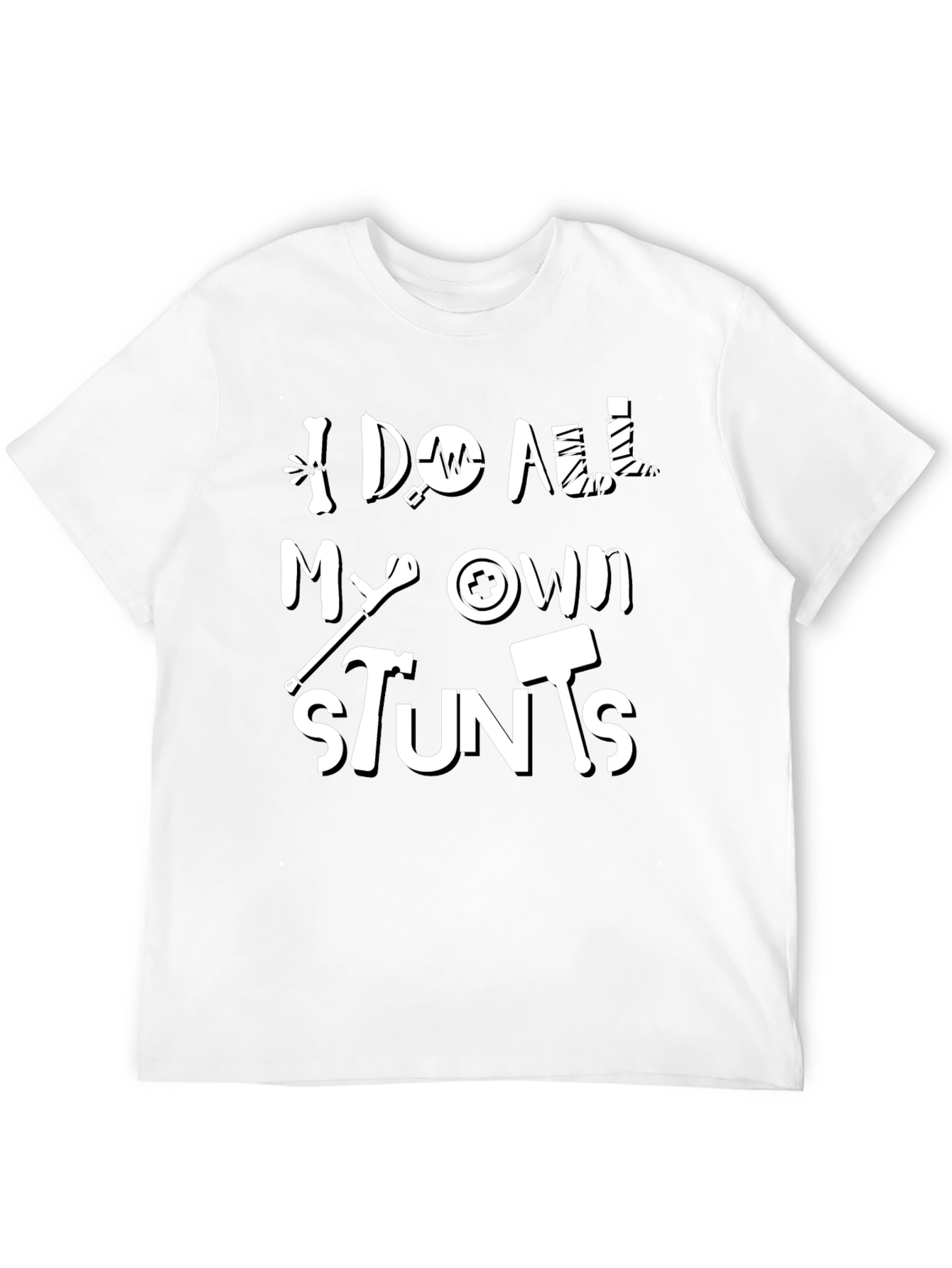 Black I Do All My Own Stunts Funny Graphic Tee view 12