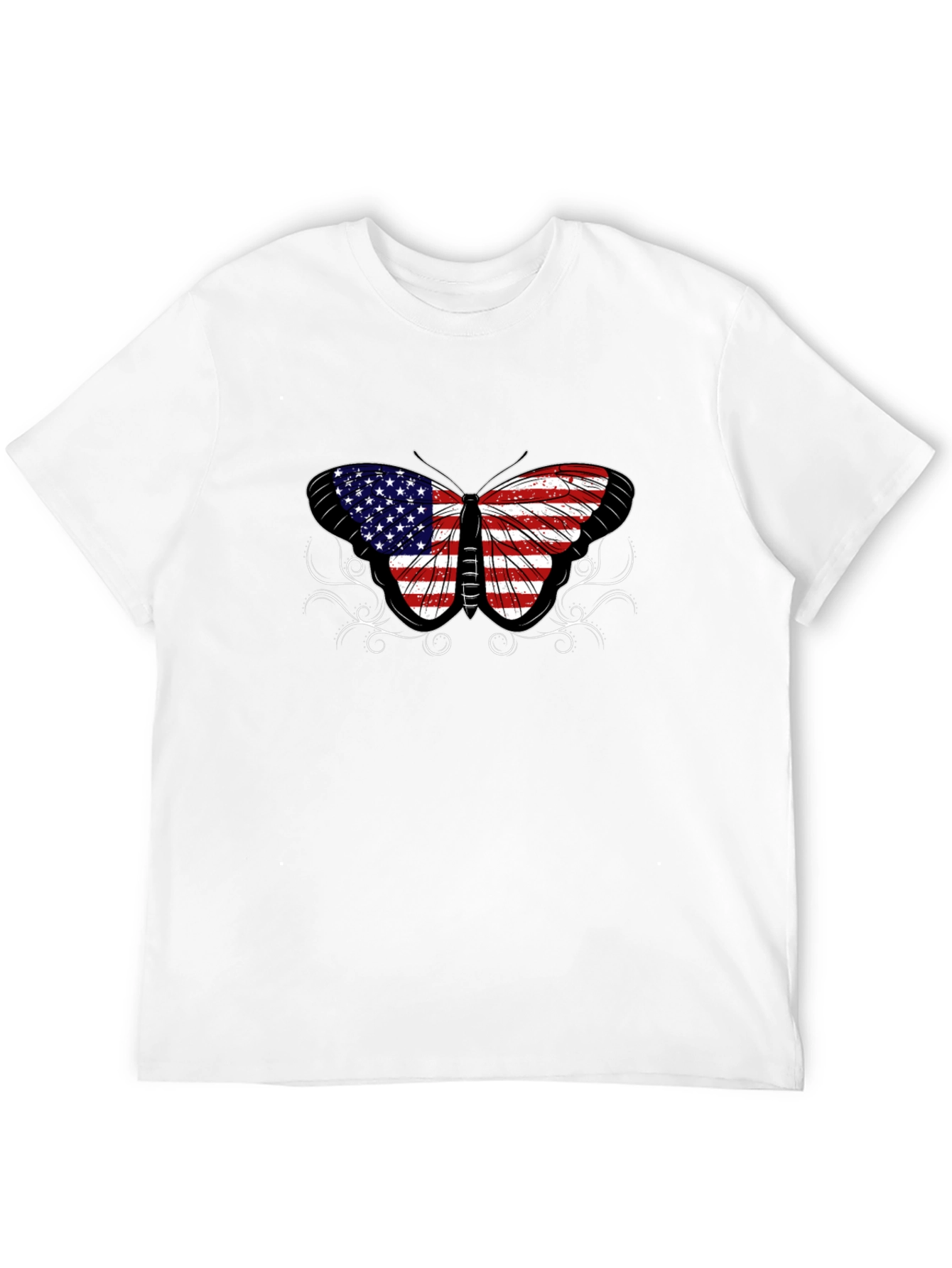 Black American Flag Butterfly Graphic T-Shirt view 12