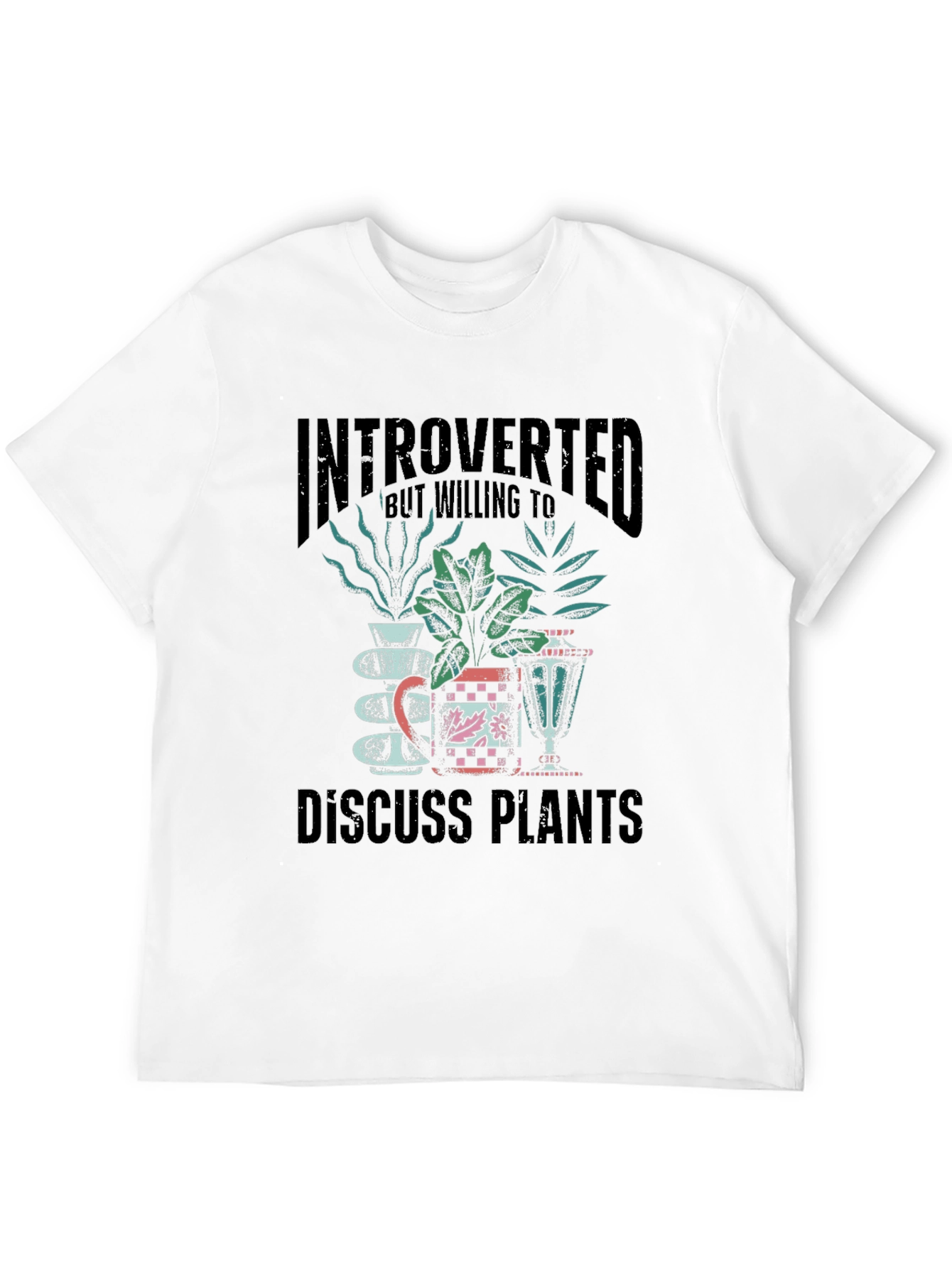 Black Introverted Discuss Plants Graphic T-Shirt view 12