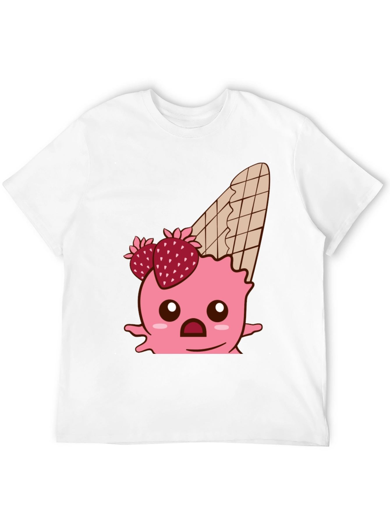 Black Kawaii Strawberry Ice Cream Cone Graphic Tee view 12