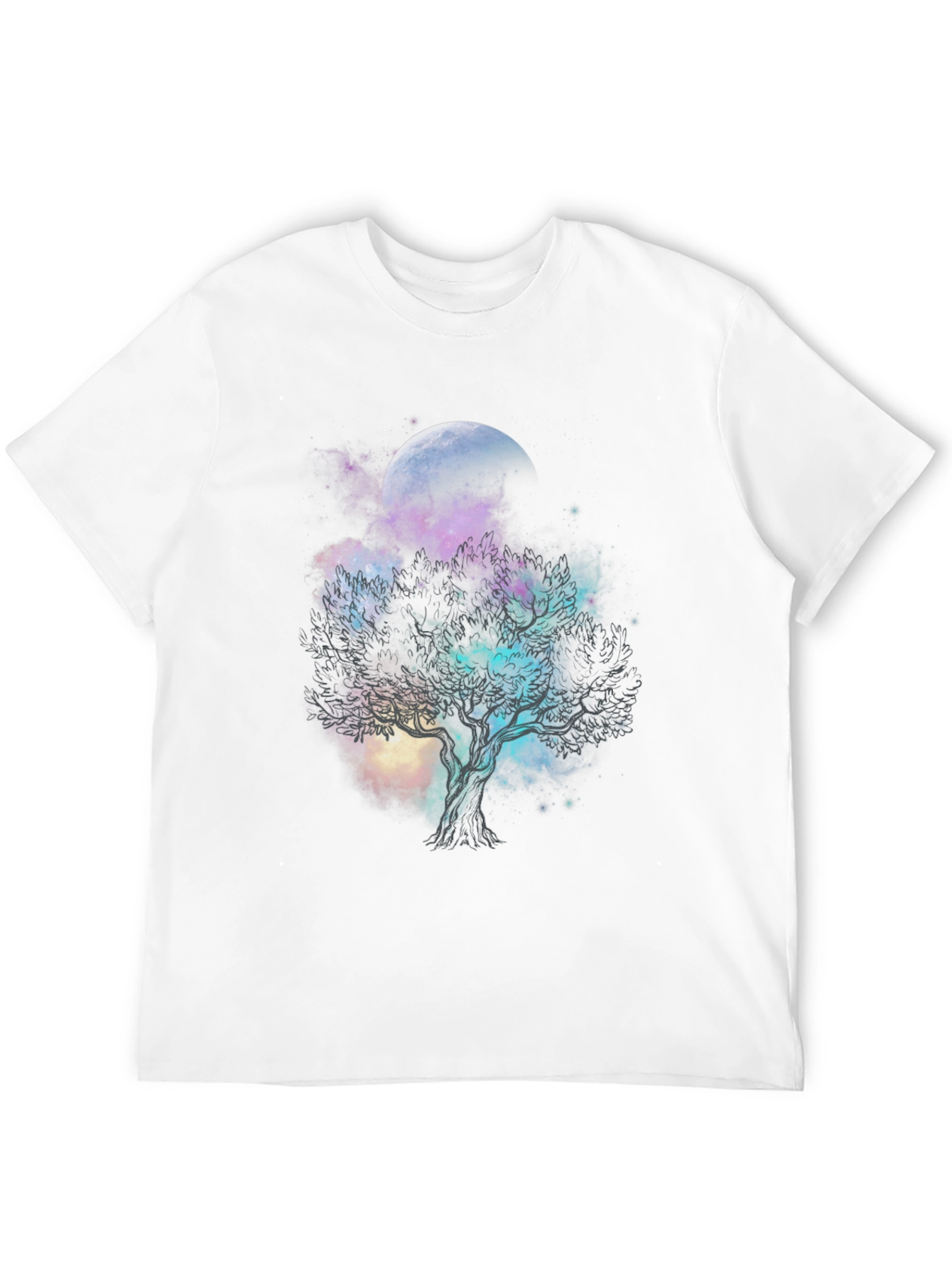 Black Celestial Tree Graphic T-Shirt - Black Cotton Tee view 12