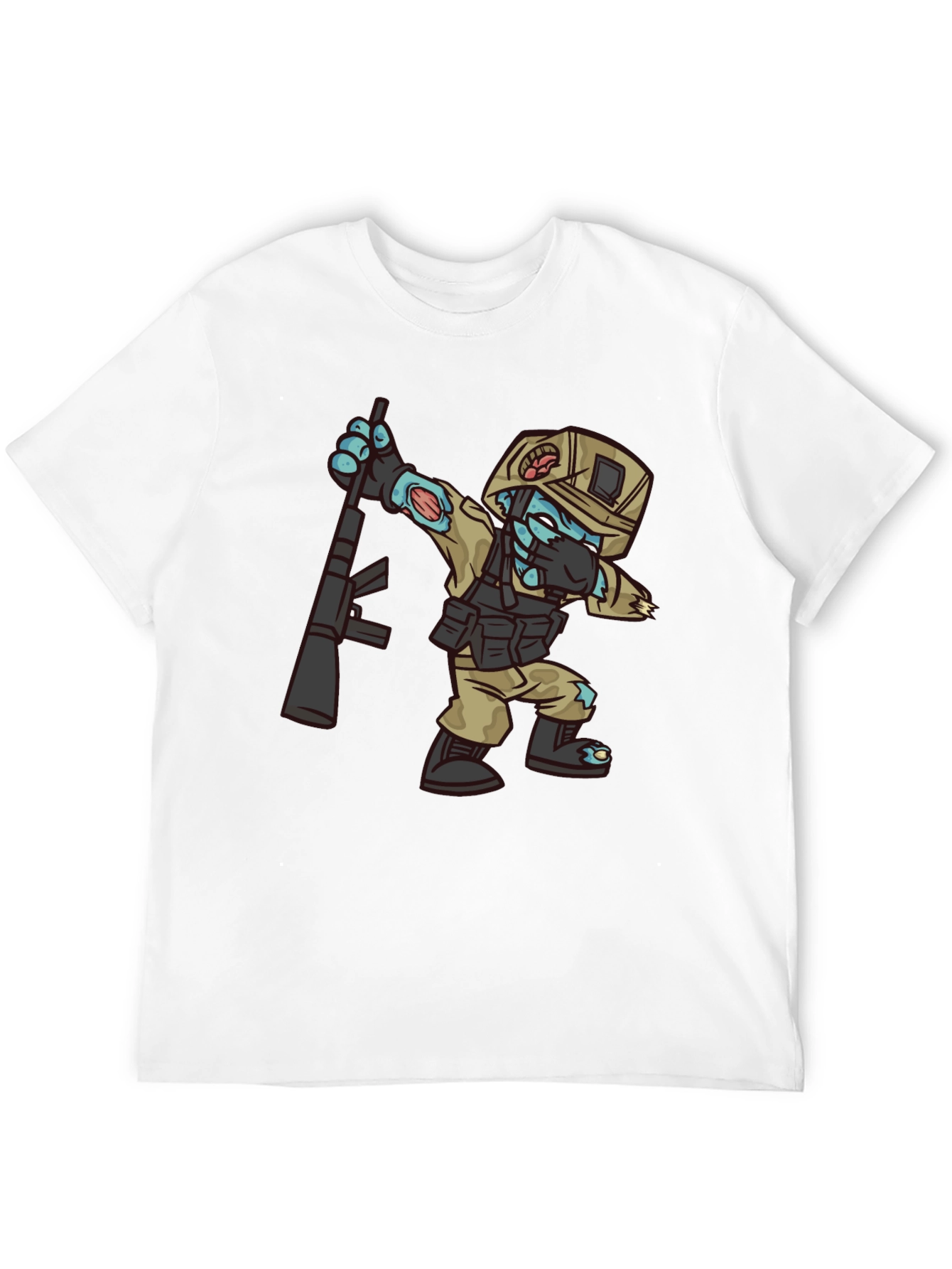 Black Zombie Soldier Dabbing T-Shirt - Funny Graphic Tee view 12