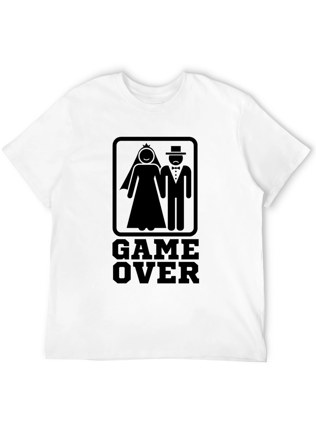 Black Game Over Wedding T-Shirt - Funny Groom Bride Tee view 12