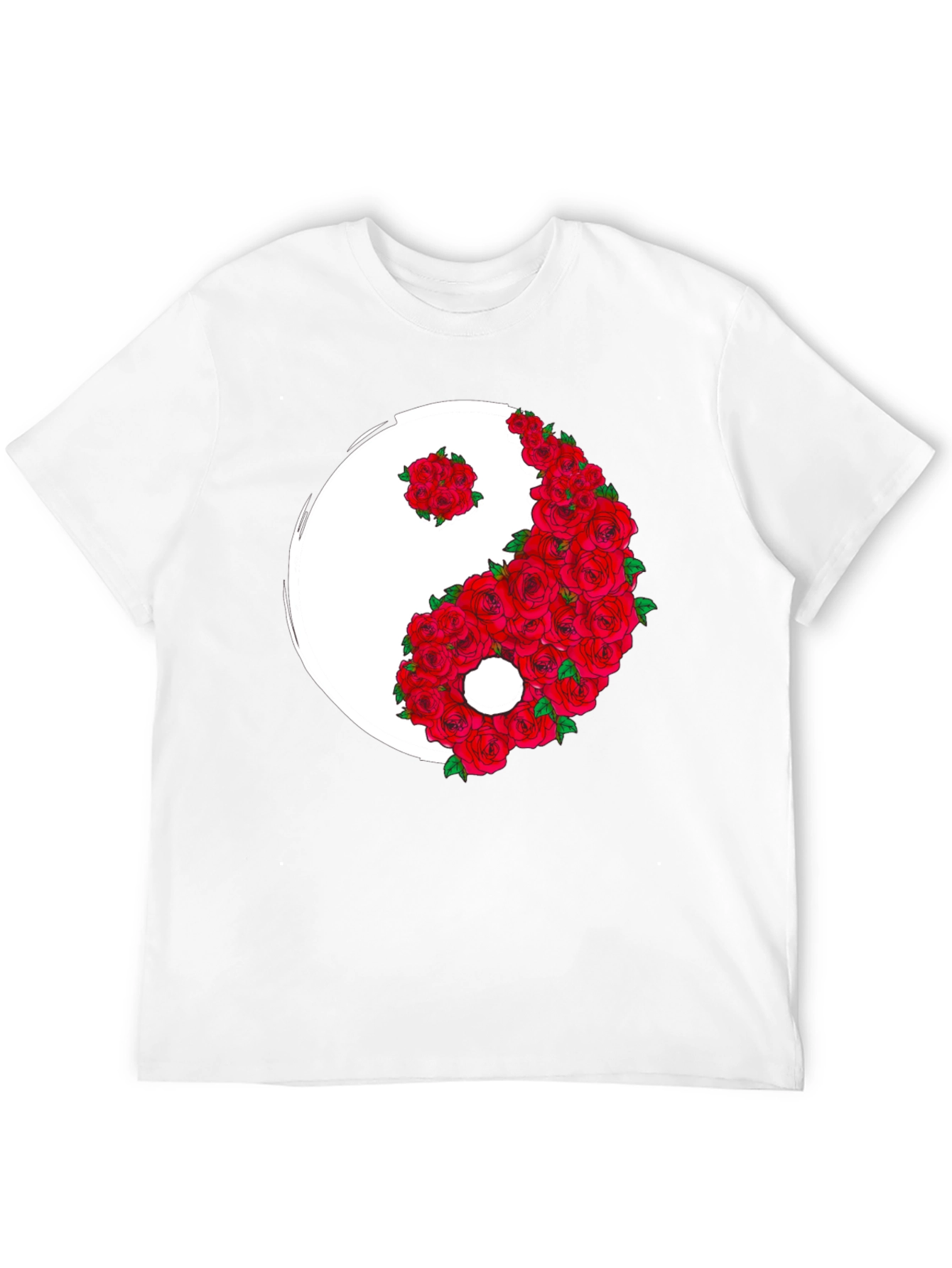 Black Yin Yang Rose Graphic T-Shirt view 12