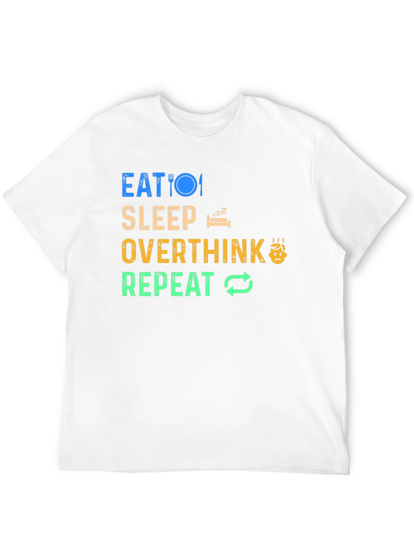 Black Eat Sleep Overthink Repeat Graphic Tee - Black view 12