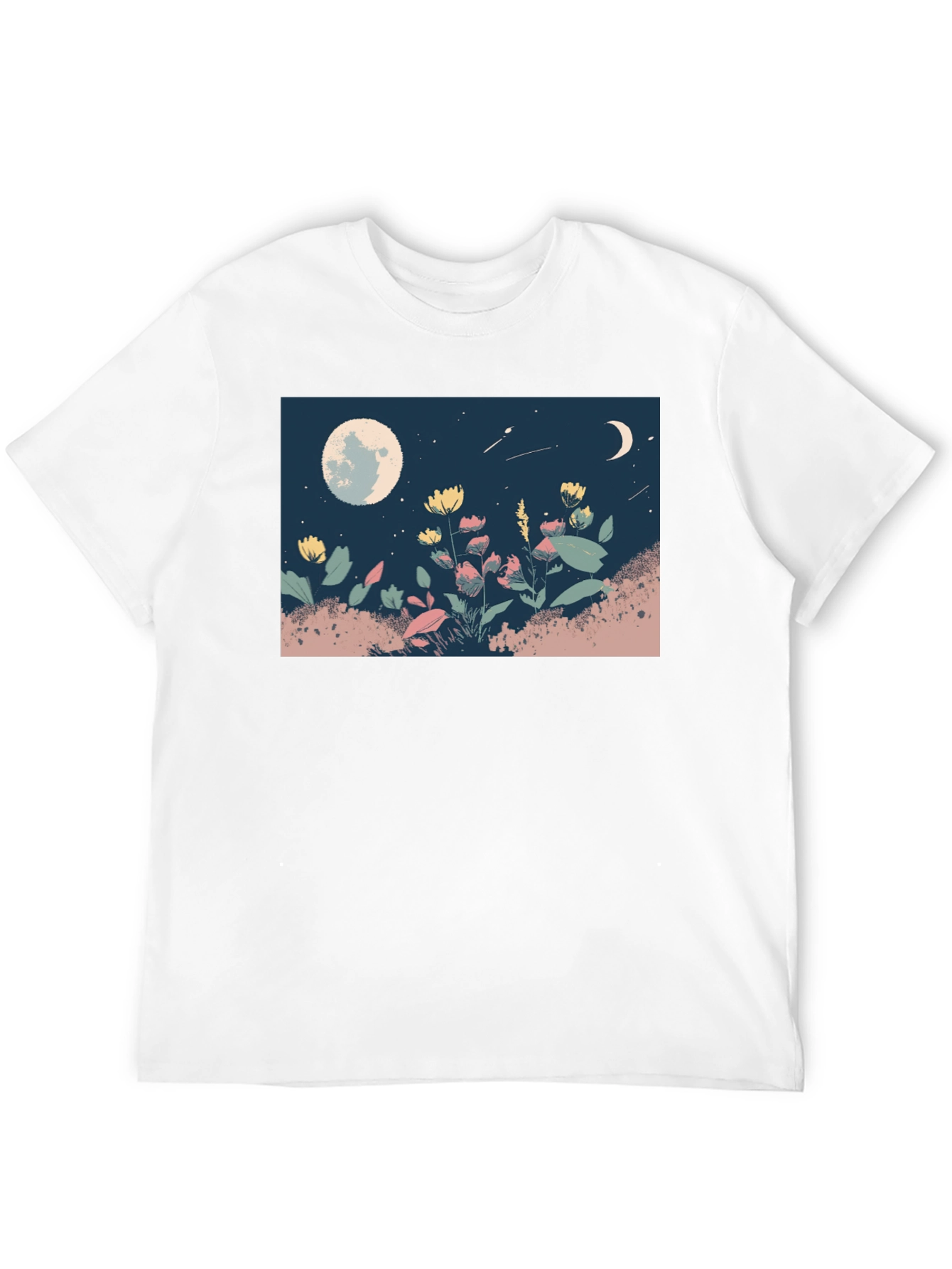 Moonlit Meadow Graphic Tee - Black Casual Shirt - 12