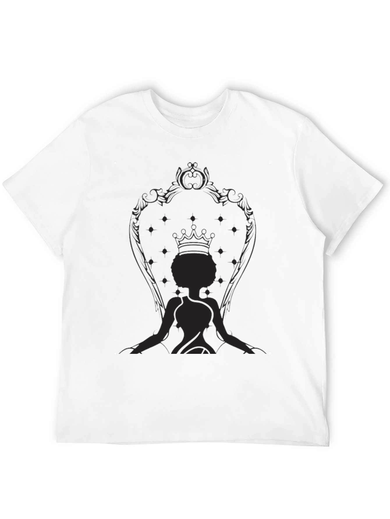Black Queen on Throne Black Graphic T-Shirt view 12