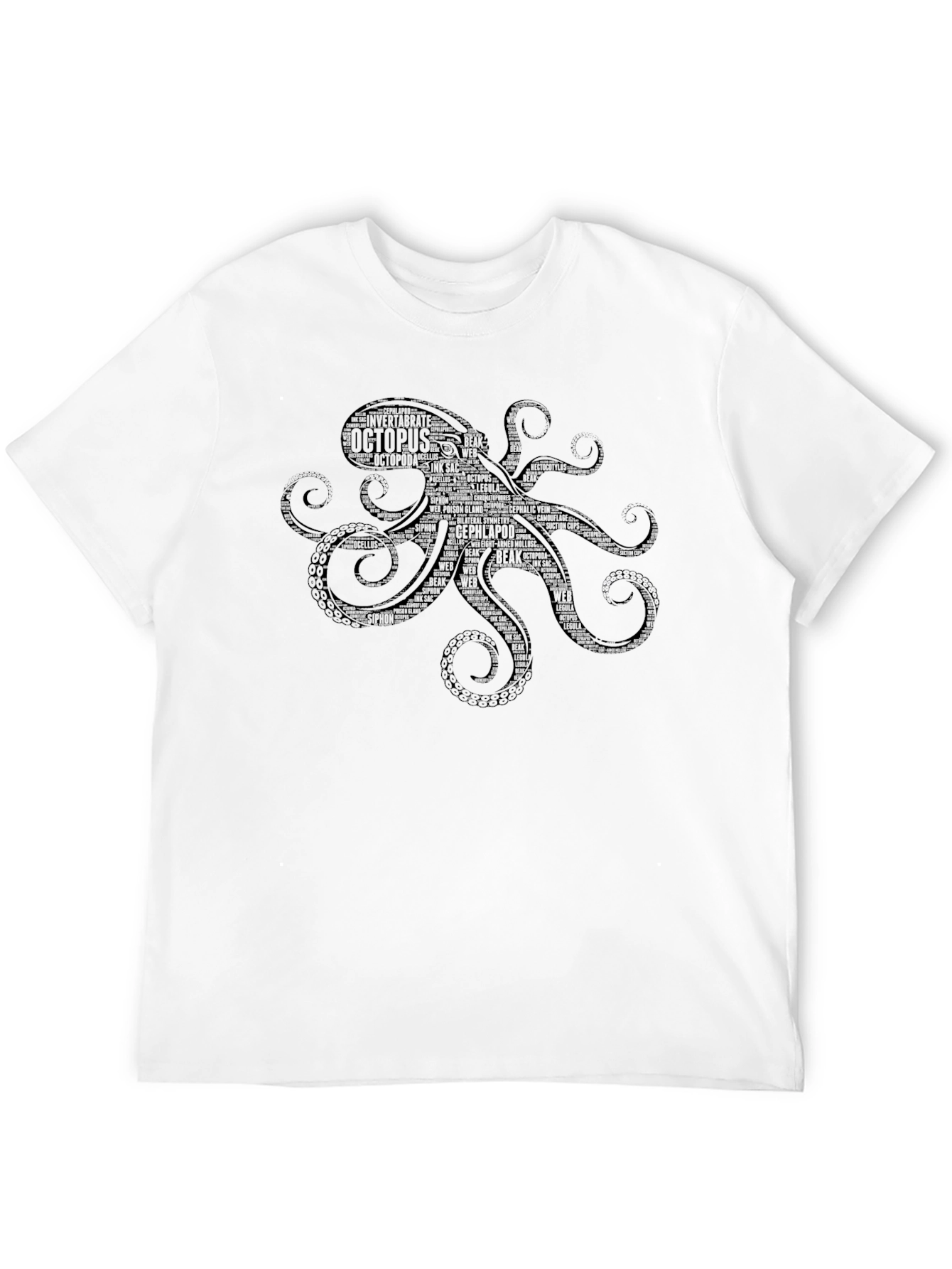 Black Octopus Word Art Graphic T-Shirt - Black view 12