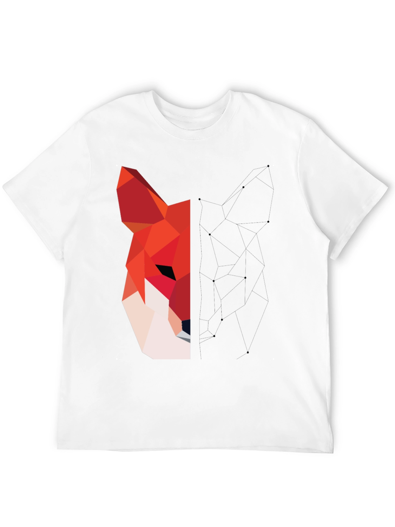 Black Geometric Fox Graphic Black T-Shirt view 12