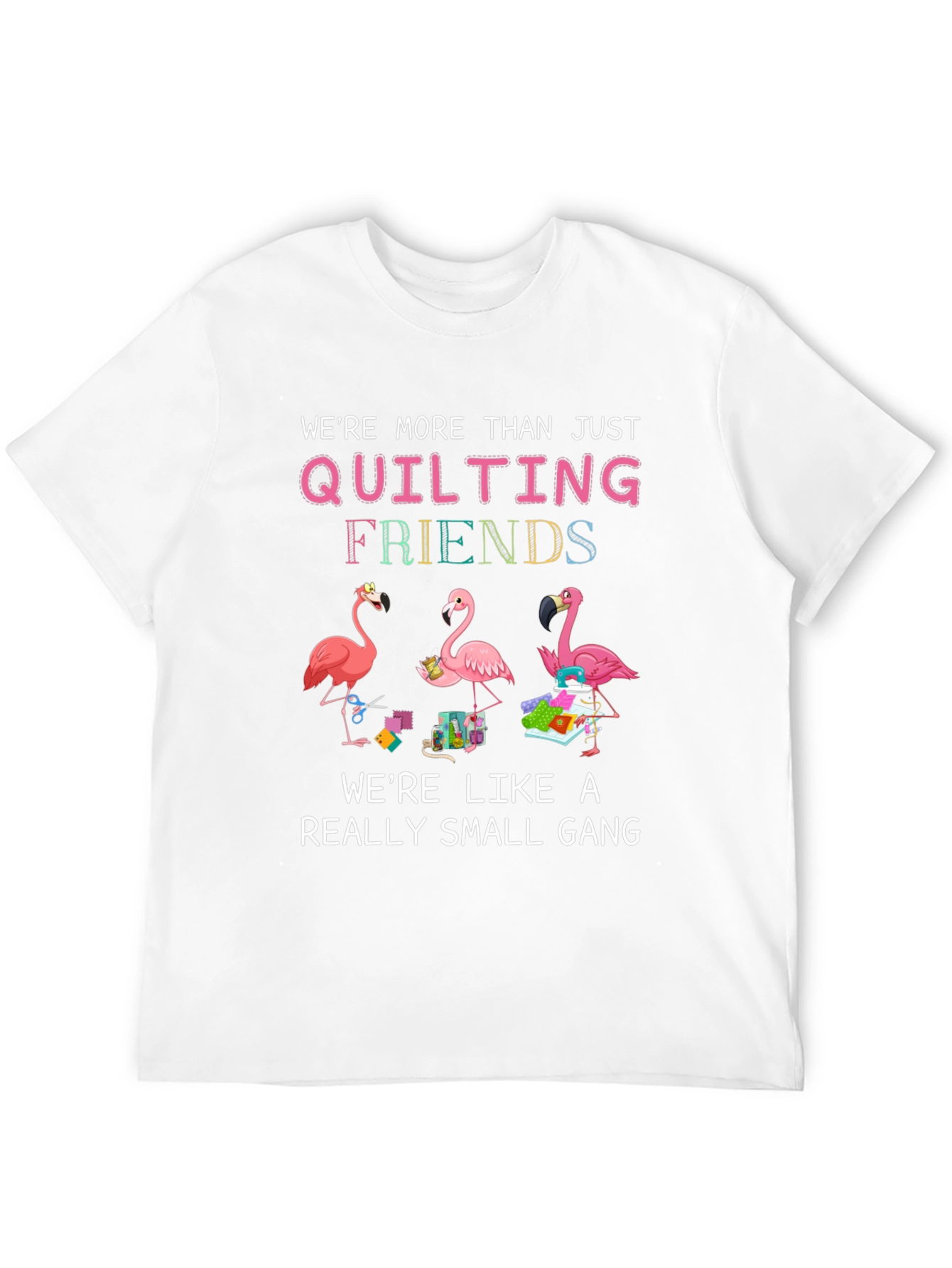 Black Quilting Friends Flamingo Black T-Shirt view 12