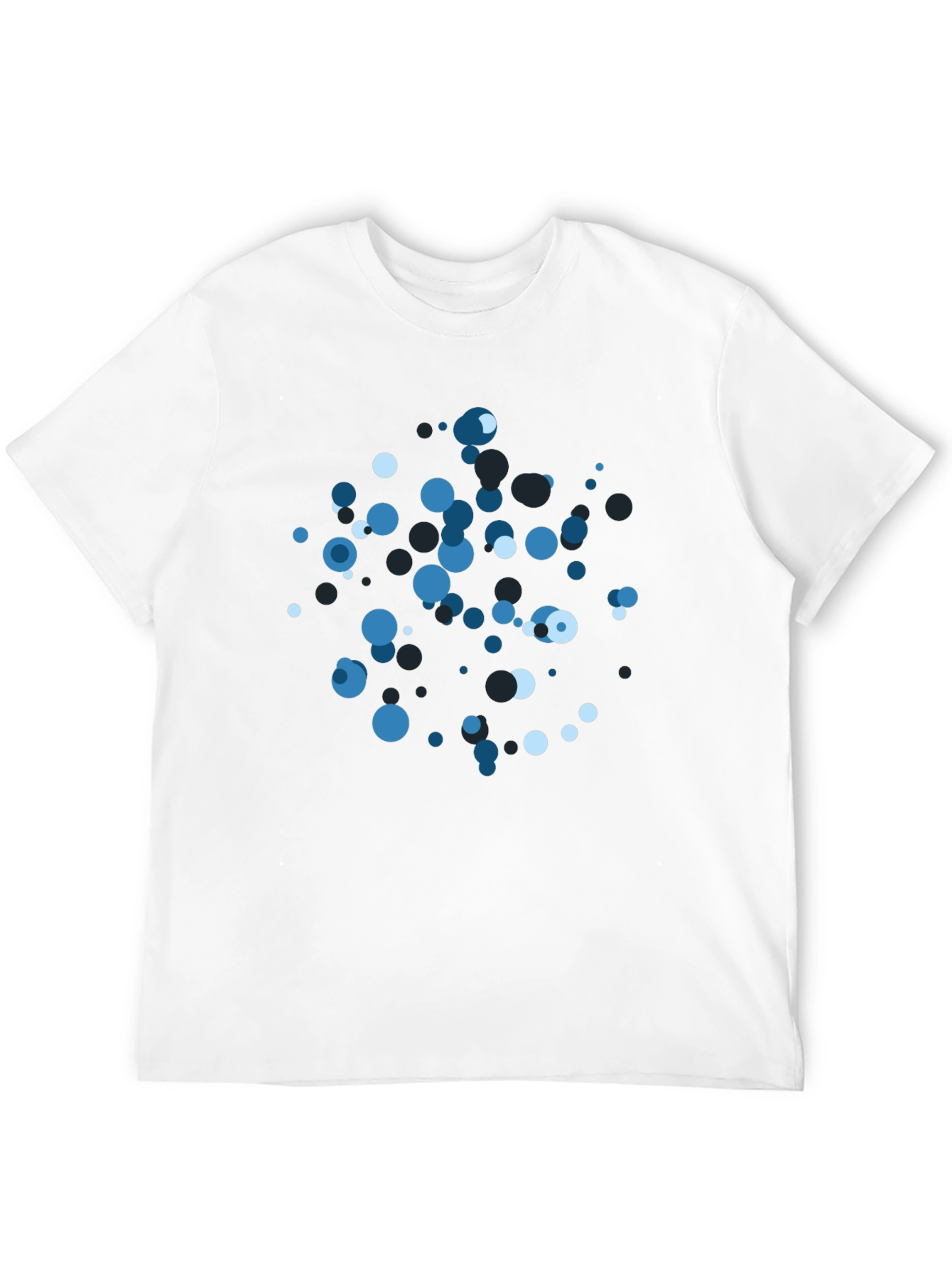 Black Abstract Blue Bubble Print Black T-Shirt view 12