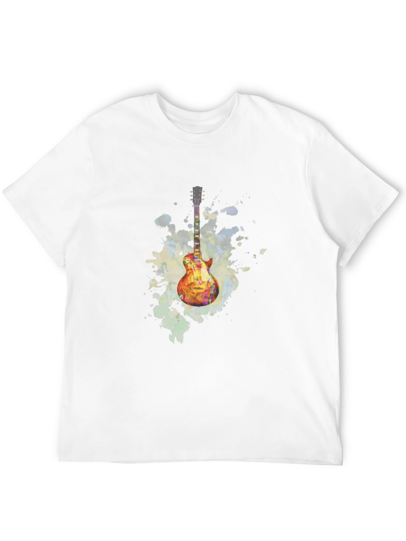 Black Electric Guitar Watercolor Graphic Tee view 12