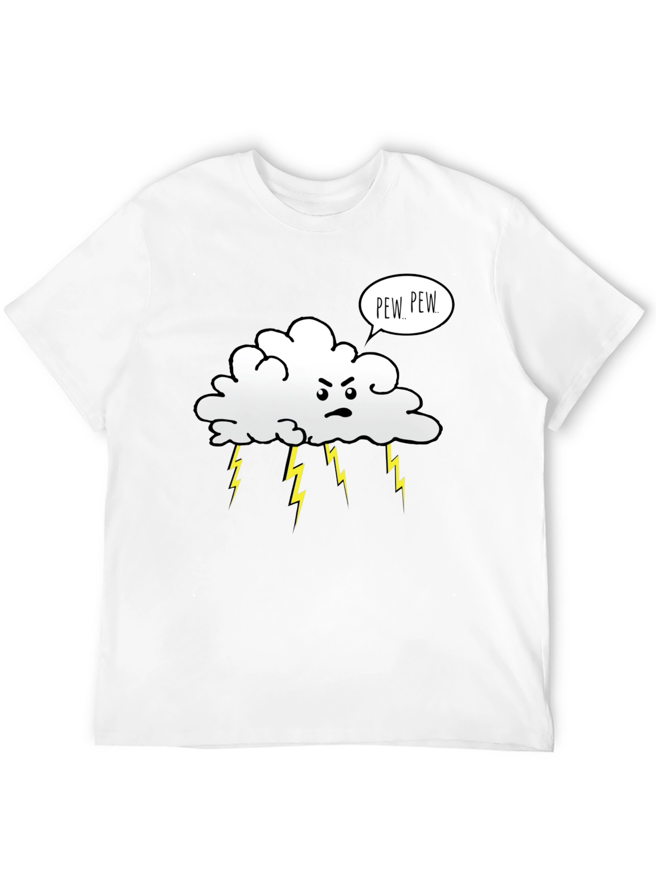 Black Angry Cloud Pew Pew Black Graphic T-Shirt view 12
