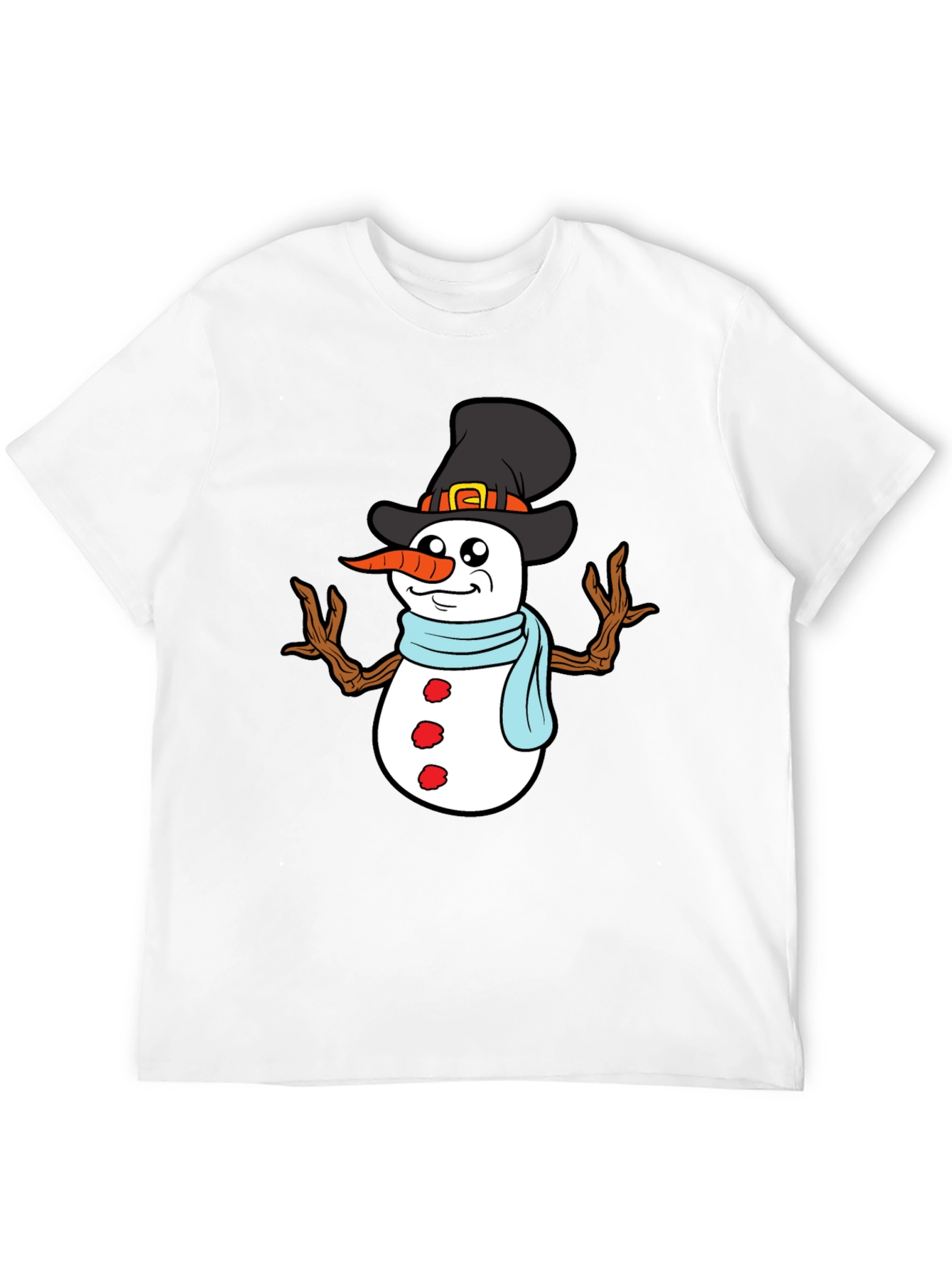 Black Snowman Graphic Tee - Festive Winter Holiday Shirt view 12