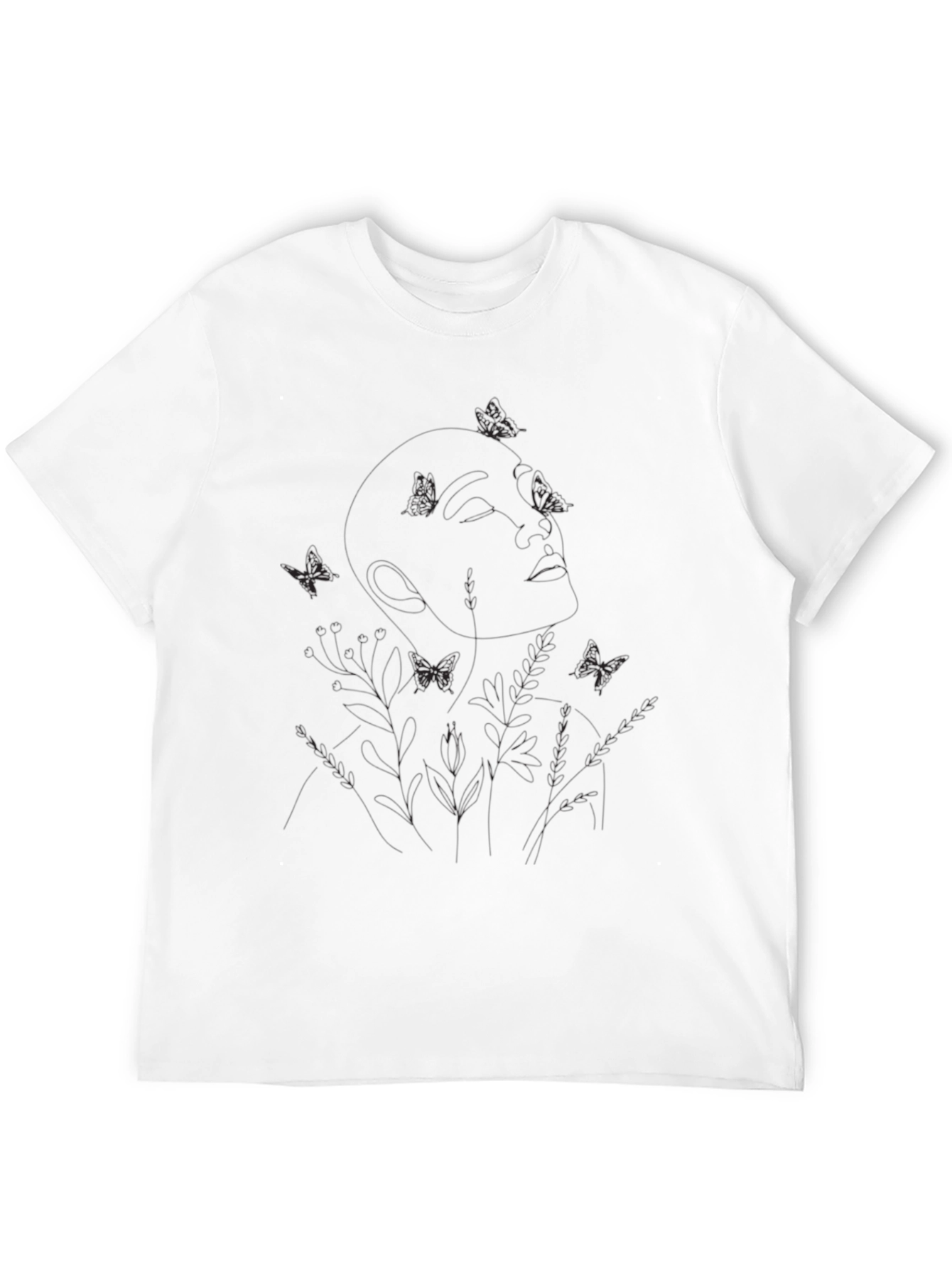 Black Botanical Woman Line Art Graphic Tee view 12