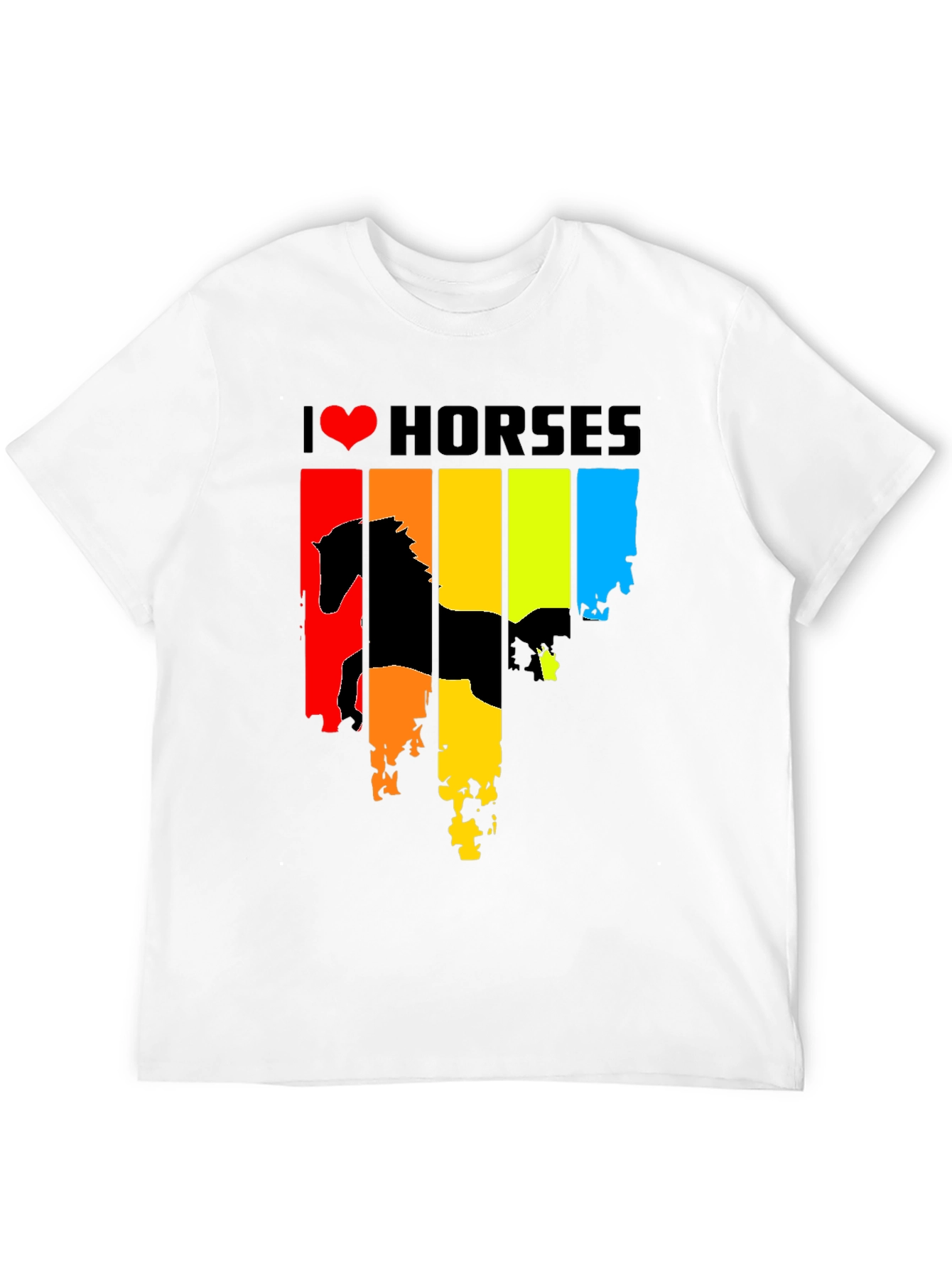 Black I Heart Horses Graphic Tee - Rainbow Horse Design view 12