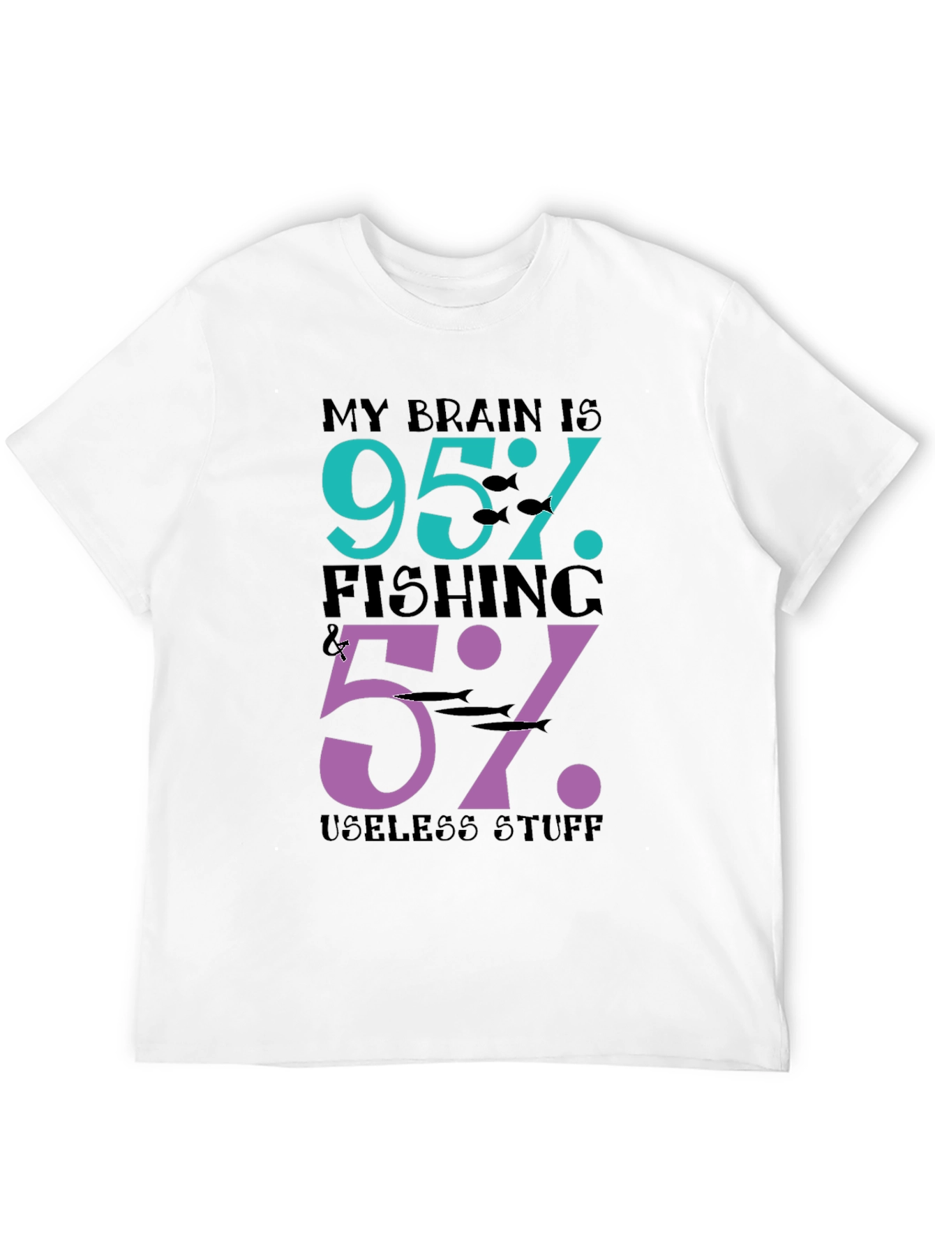 Black My Brain Is 95% Fishing T-Shirt - Funny Fisherman Tee view 12