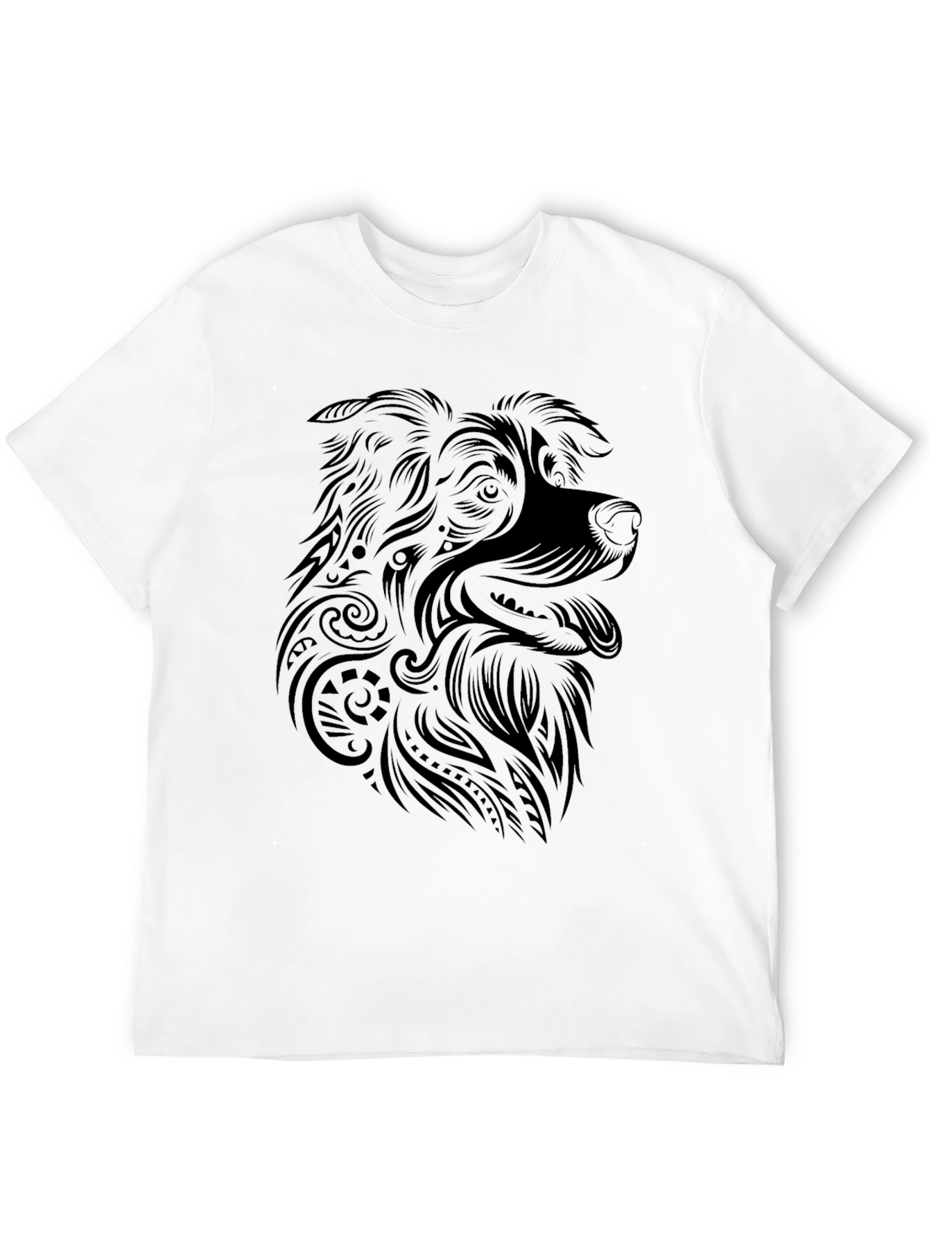 Black Dog Graphic Tee - Tribal Art Style Shirt view 12