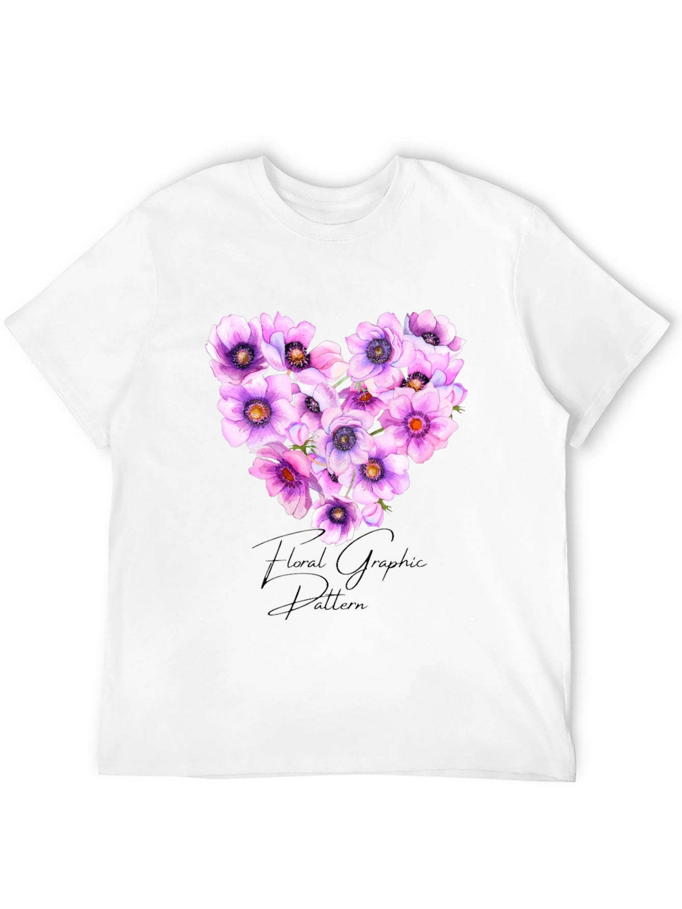 Black Floral Heart Graphic Black T-Shirt view 12