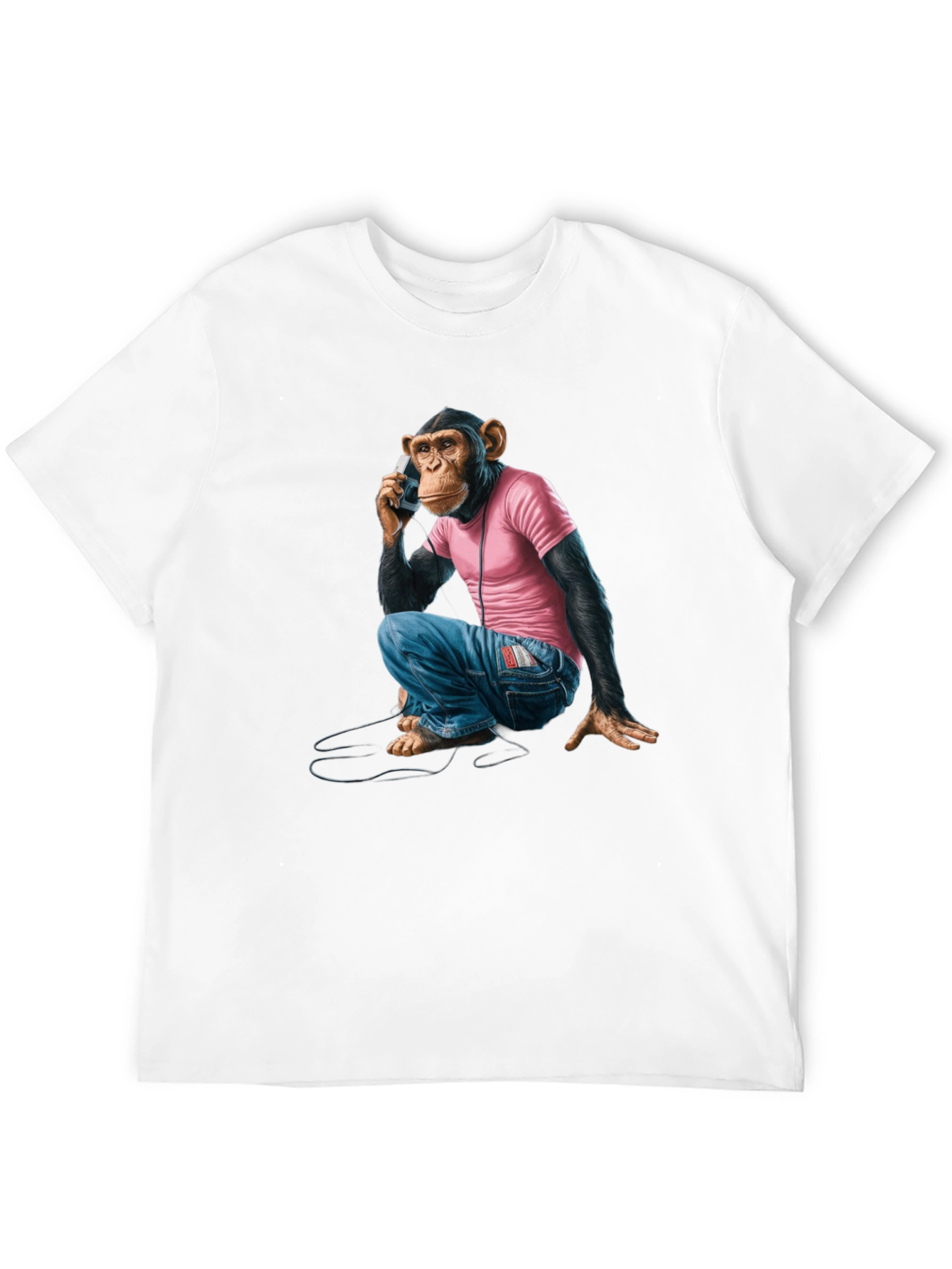 Black Monkey on Phone Graphic Tee - Quirky & Unique Design view 12