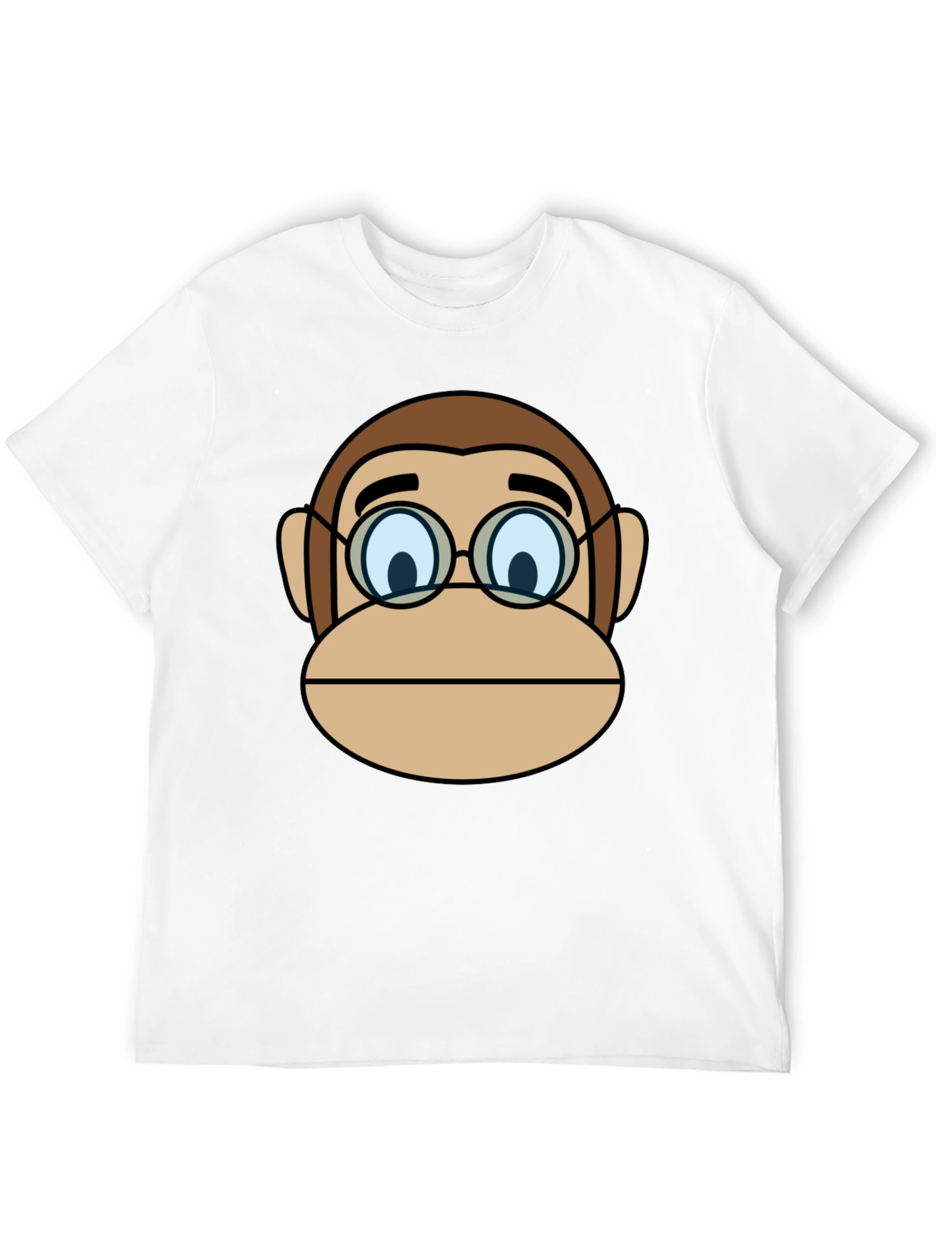 Black Funny Monkey Face T-Shirt with Glasses view 12