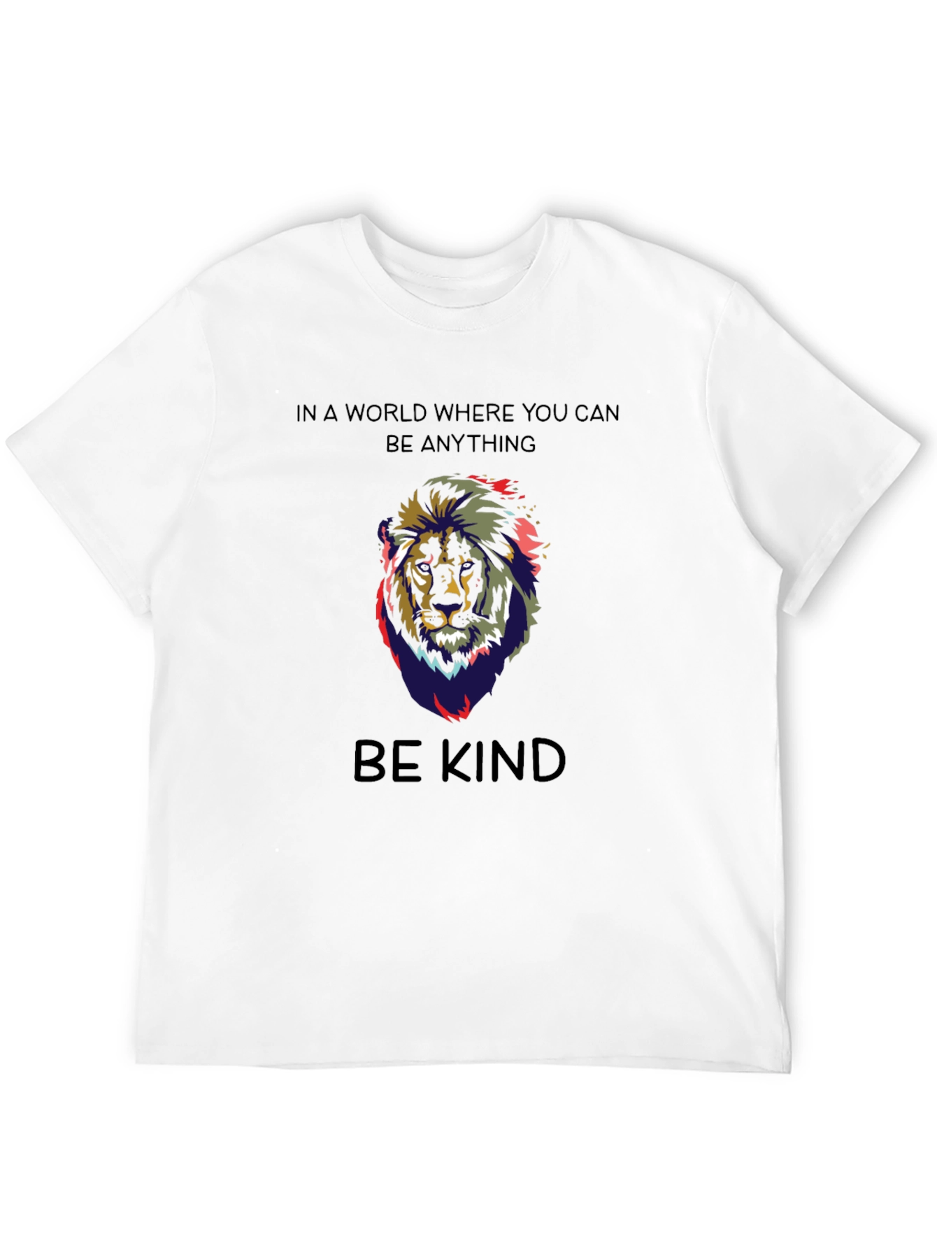 Black Be Kind Lion Graphic T-Shirt - Mens Black Crew Neck Tee view 12
