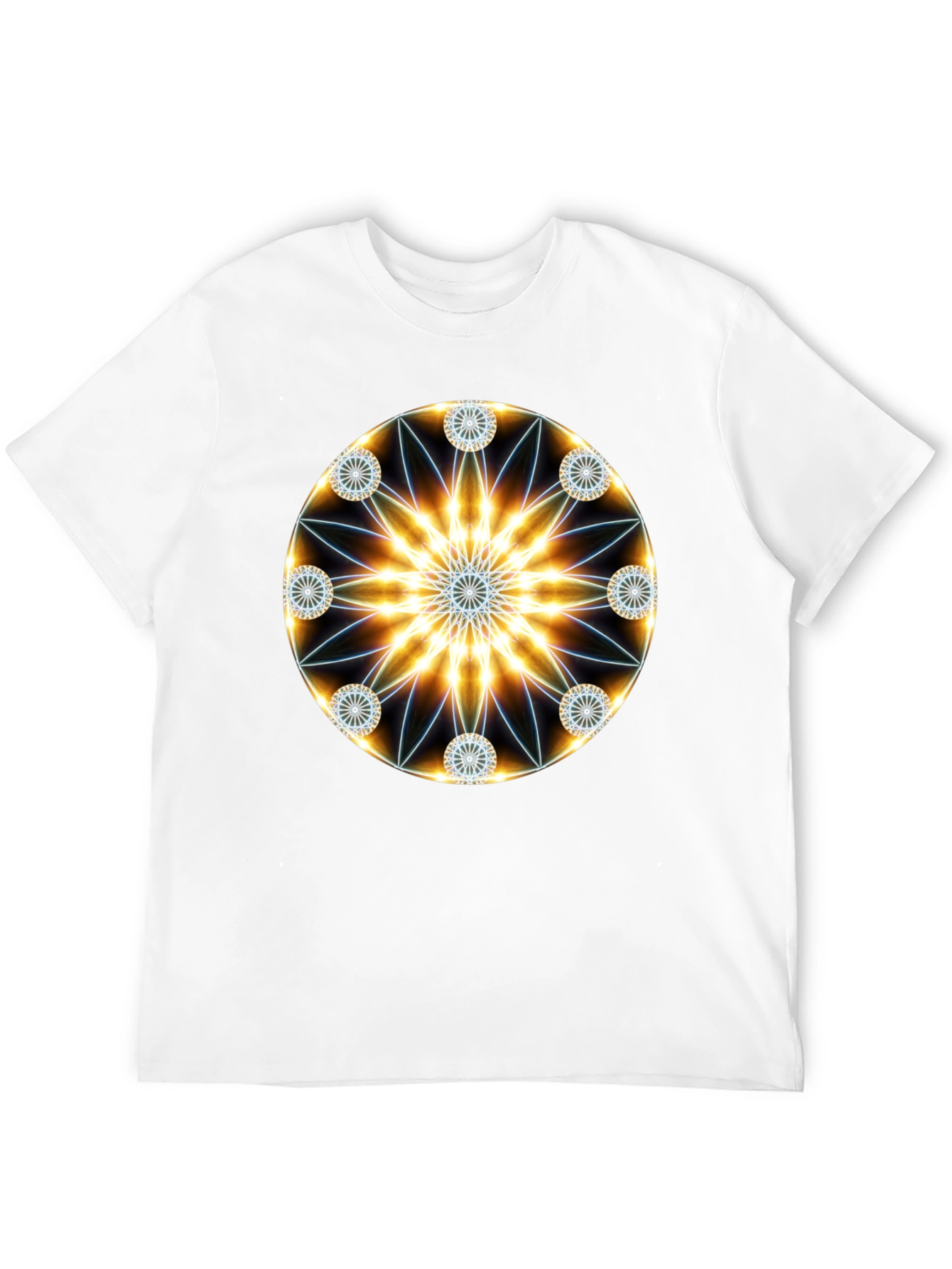 Black Geometric Mandala Black T-Shirt view 12