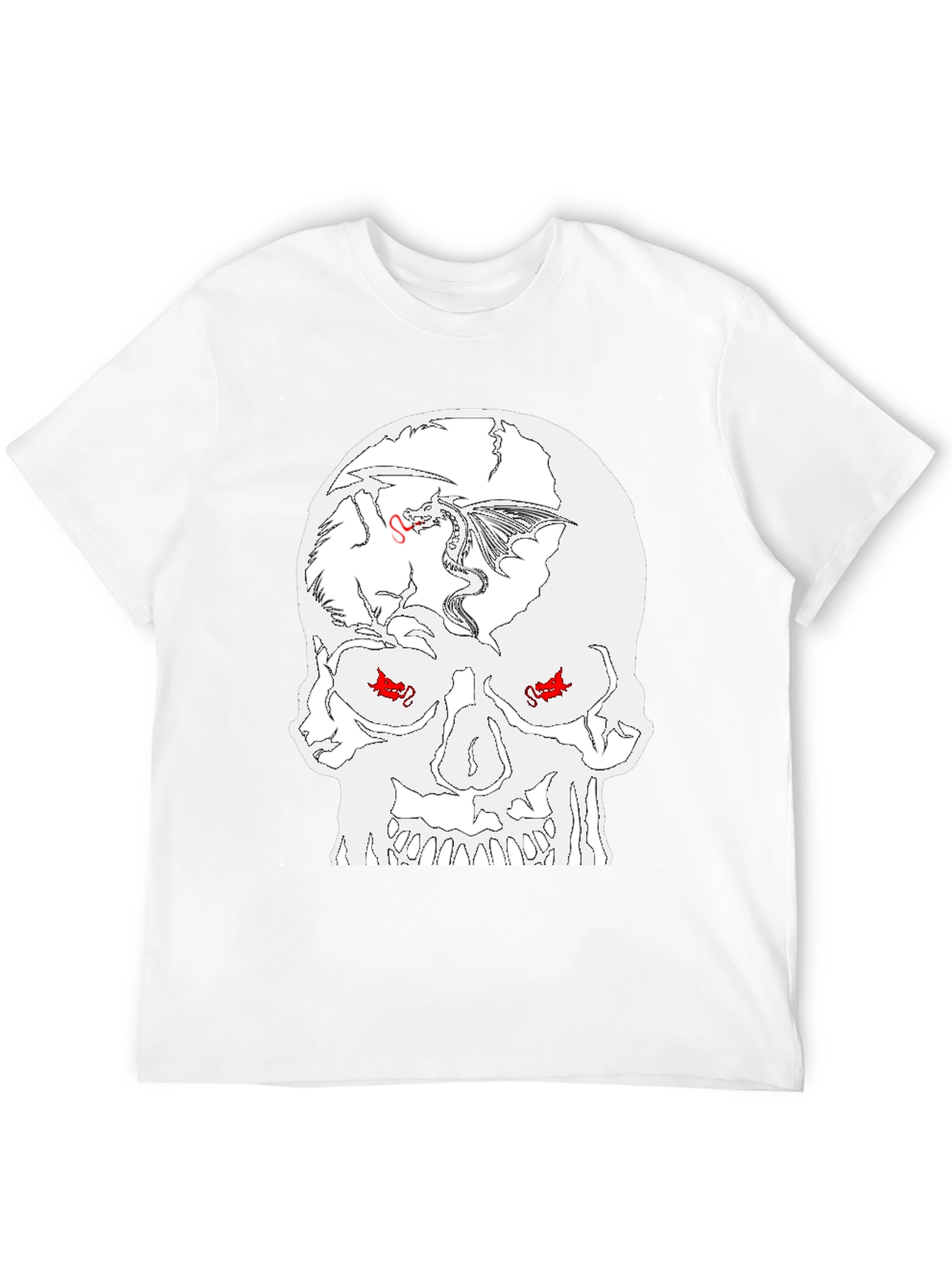 Black Skull Dragon Graphic Tee - Black Cotton Blend view 12