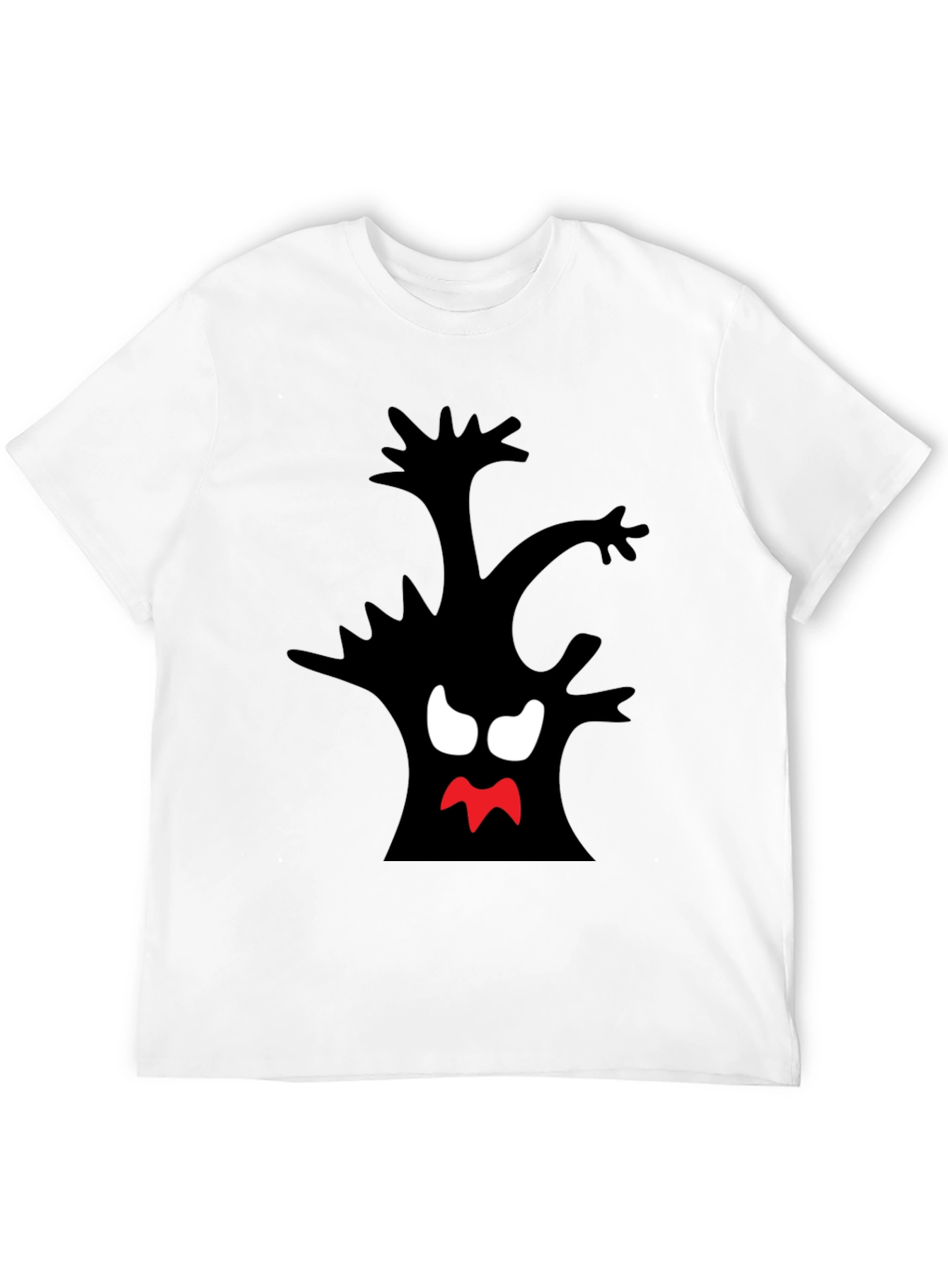 Black Spooky Tree Graphic Tee - Black Cotton T-Shirt view 12