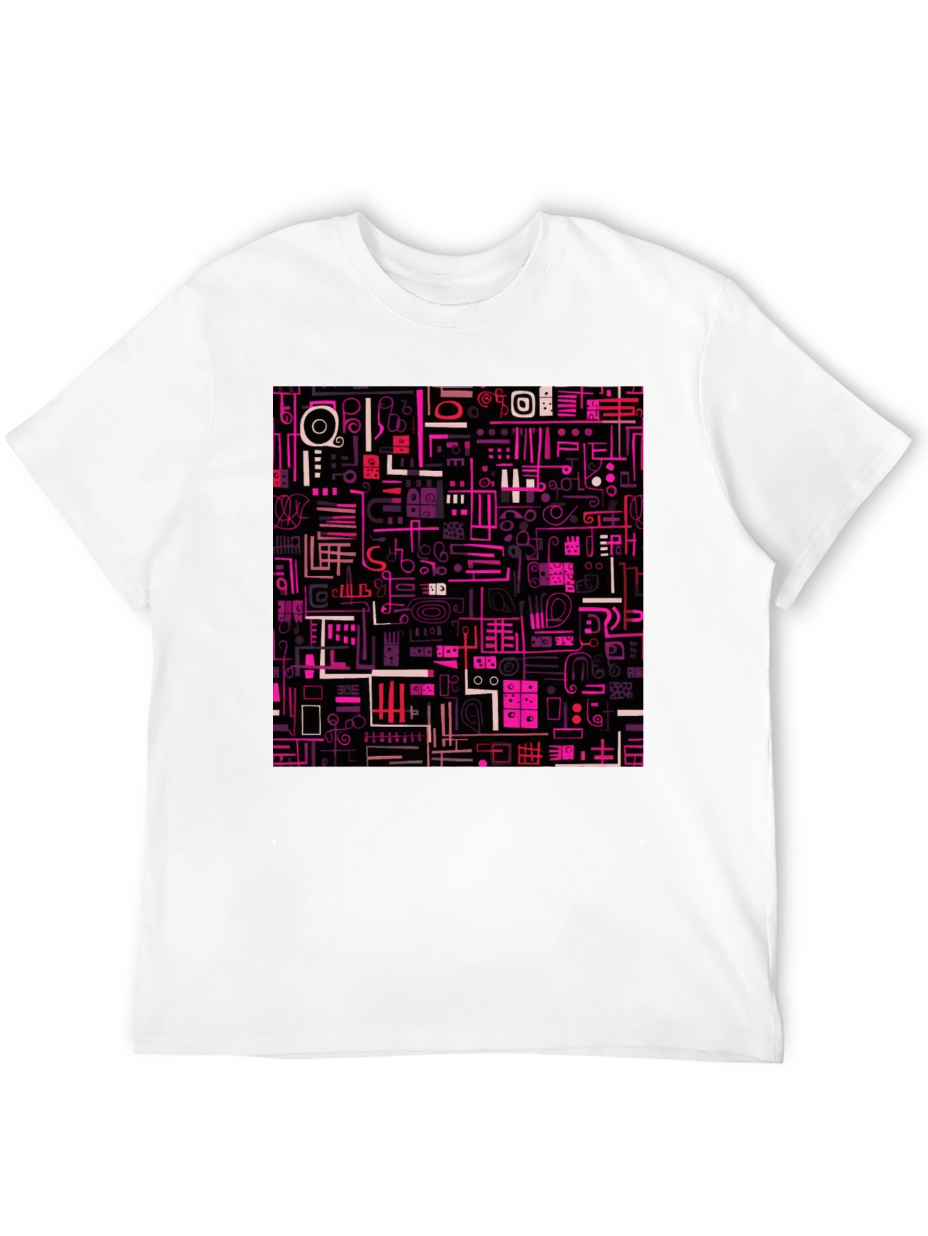 Black Abstract Pattern Print Black T-Shirt view 12