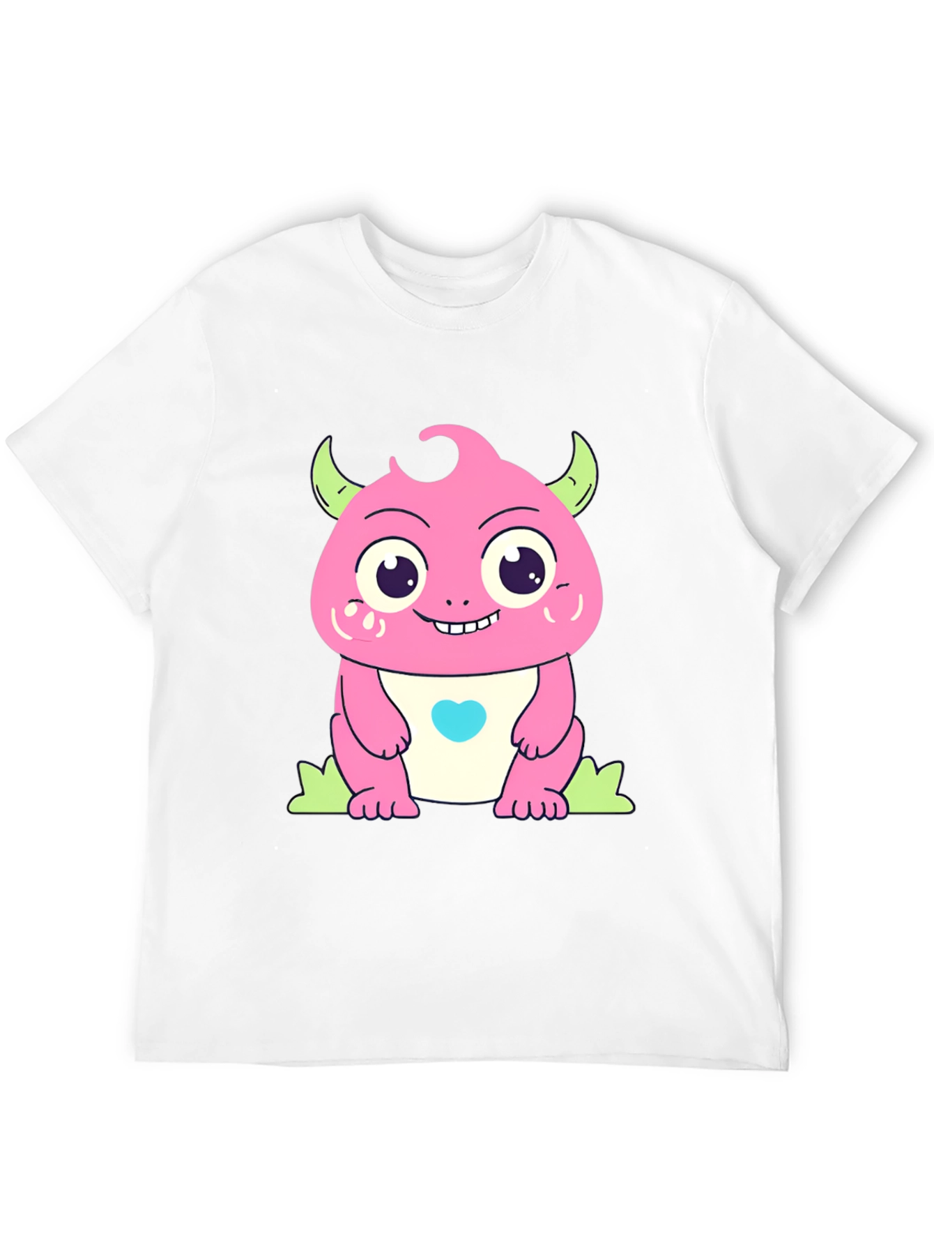 Black Cute Cartoon Monster Graphic Black T-Shirt view 12