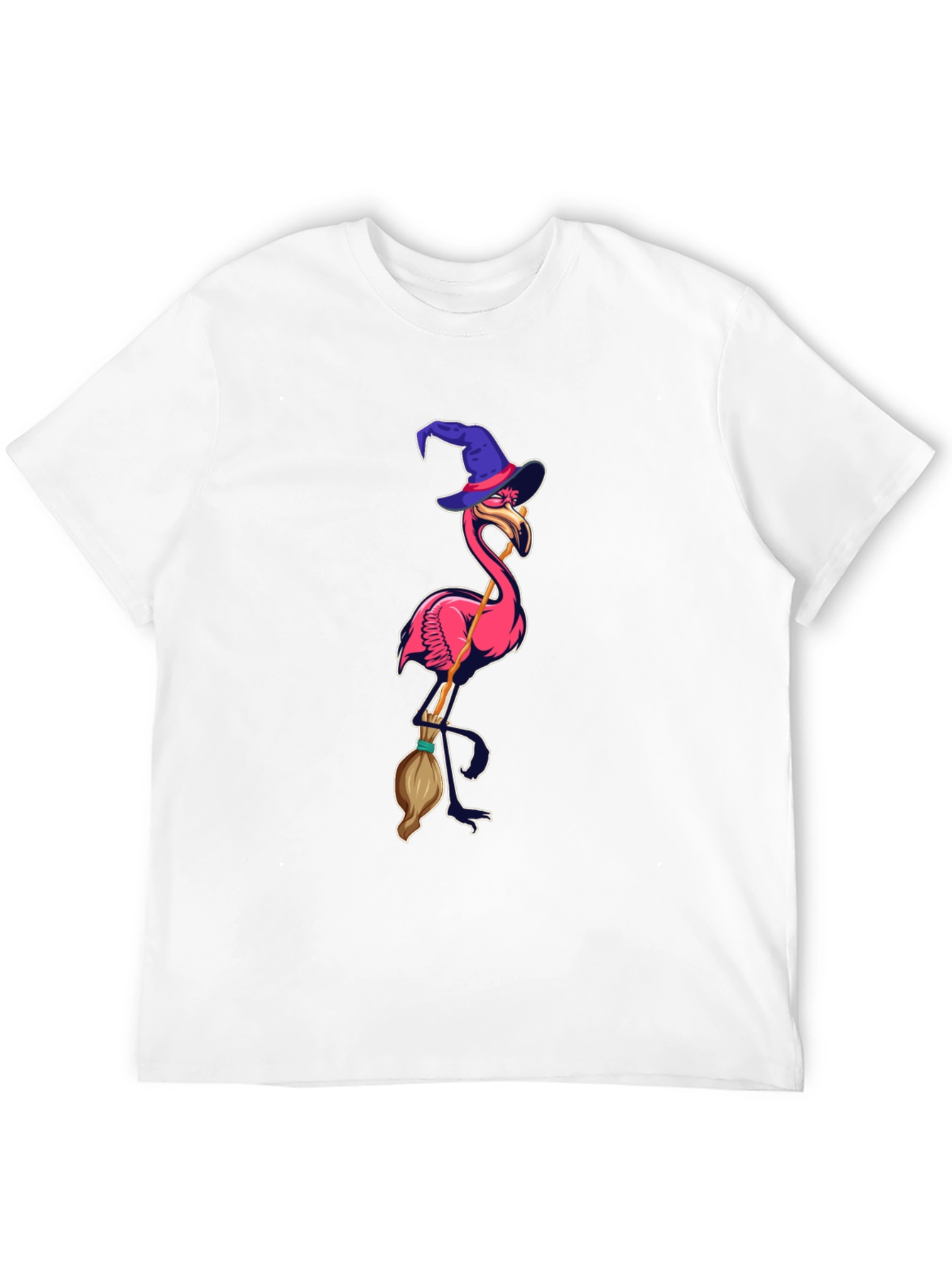 Black Witch Flamingo Graphic Tee - Black Cotton T-Shirt view 12