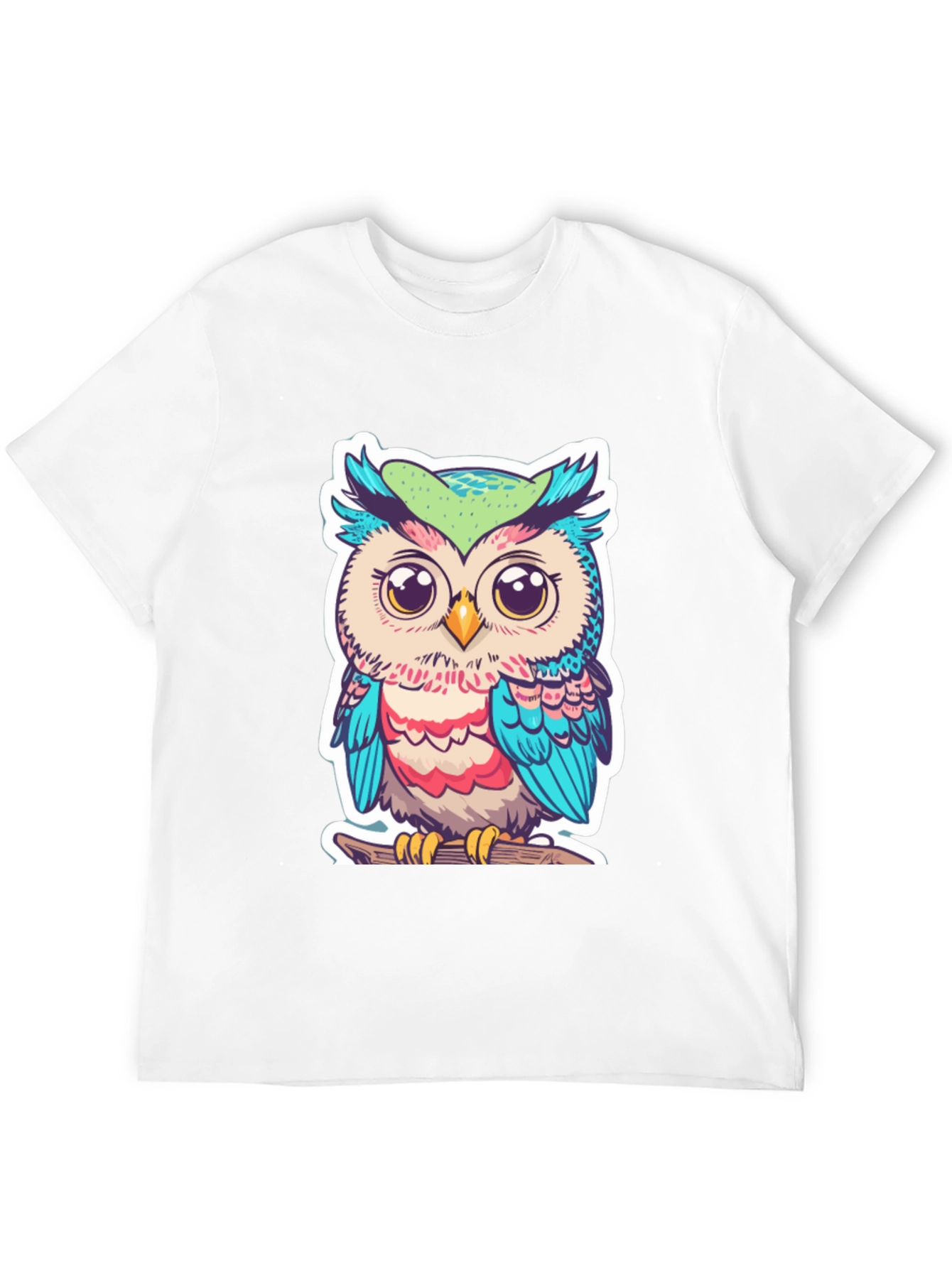 Black Cute Owl Graphic T-Shirt - Black Cotton Tee view 12
