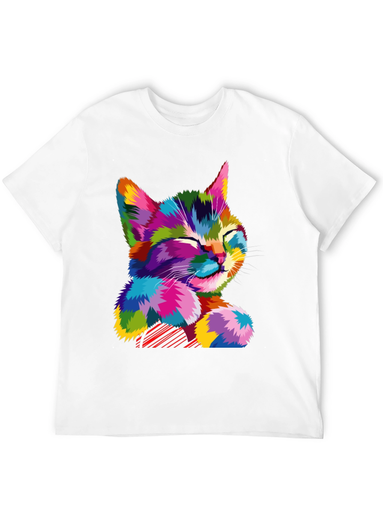 Black Colorful Cat Graphic T-Shirt - Stylish Men's Tee view 12