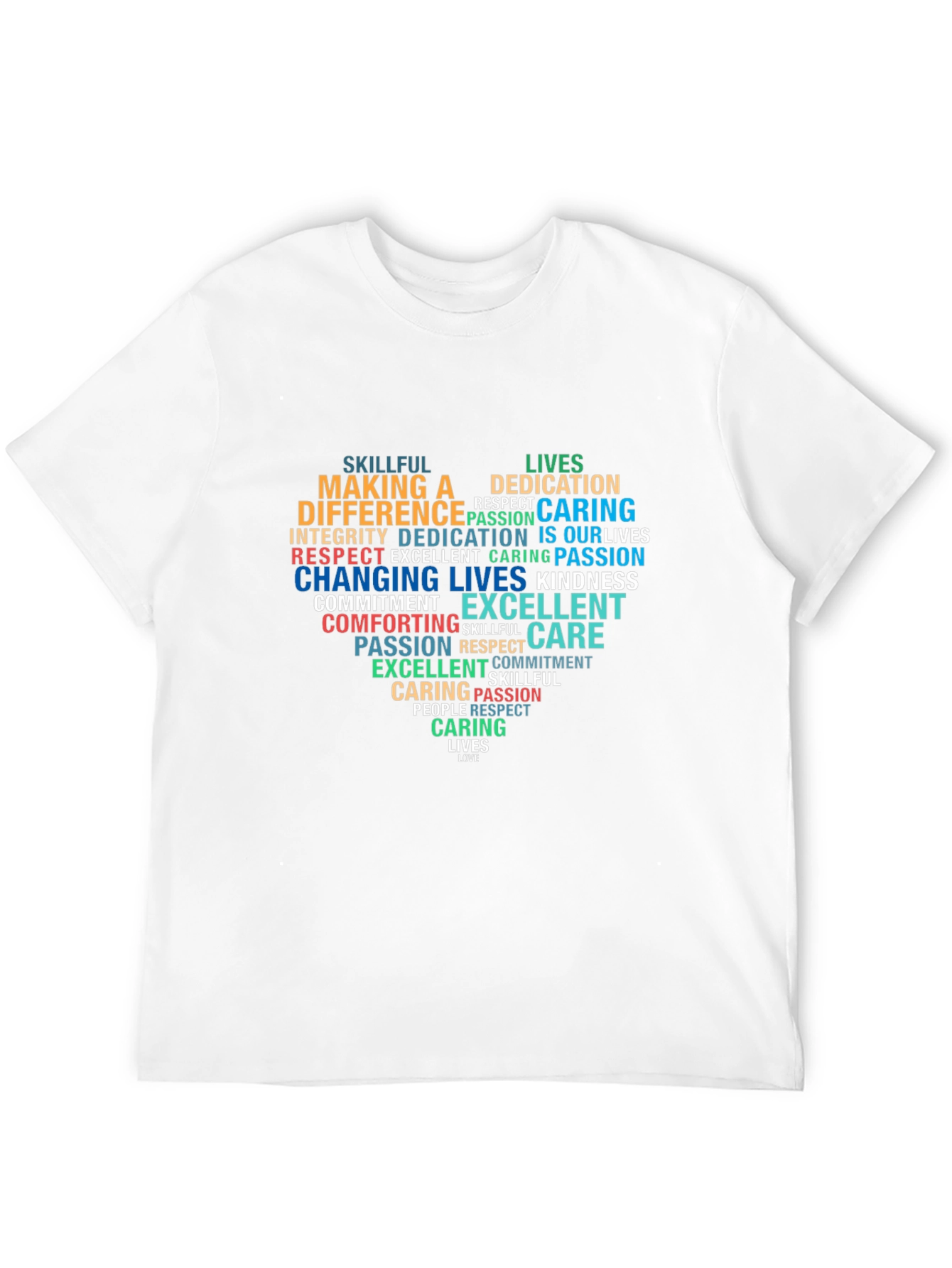 Black Heart Word Art Graphic T-Shirt - Caring Dedication Love view 12