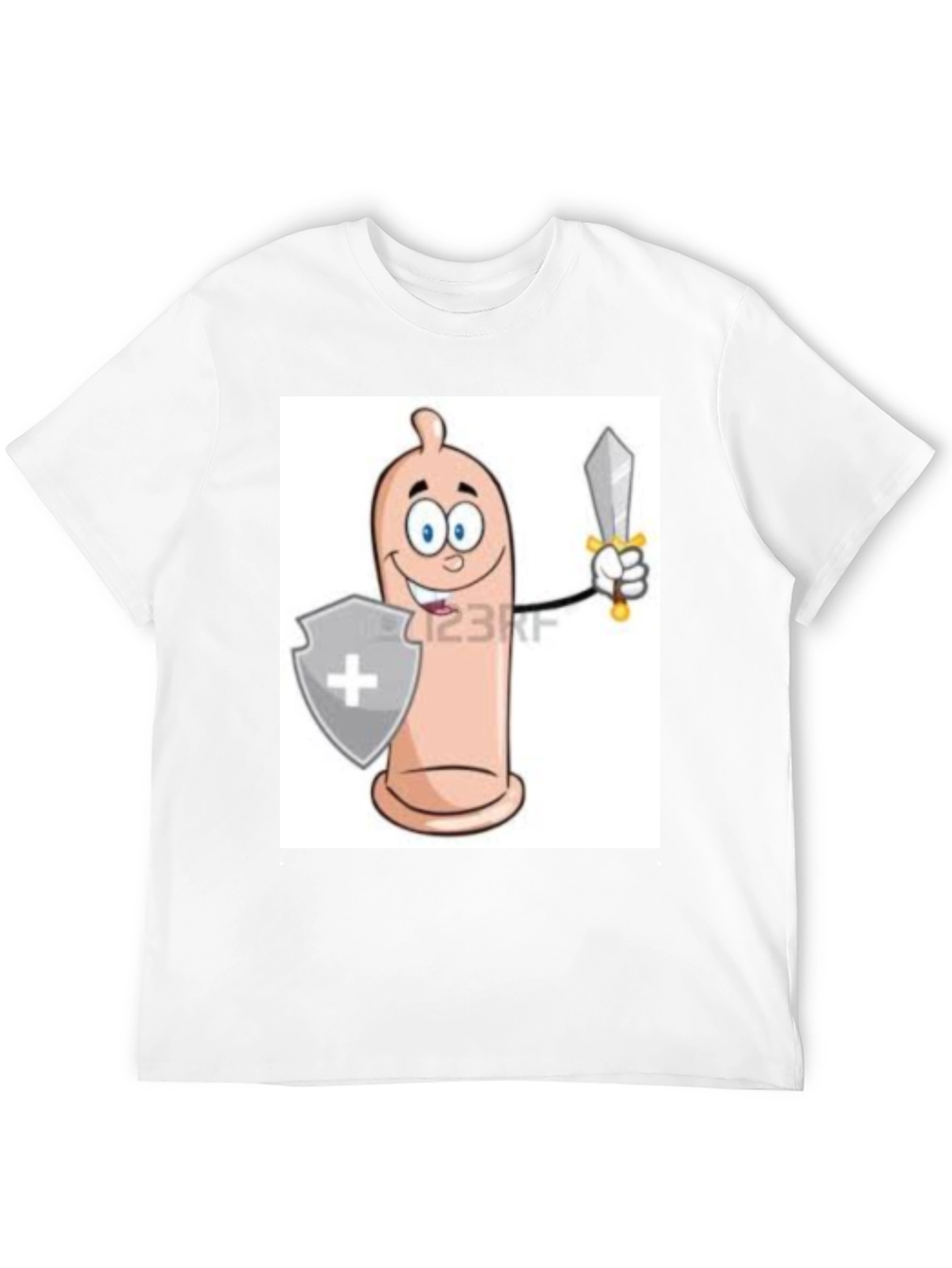 Black Funny Condom Cartoon Graphic Tee view 12